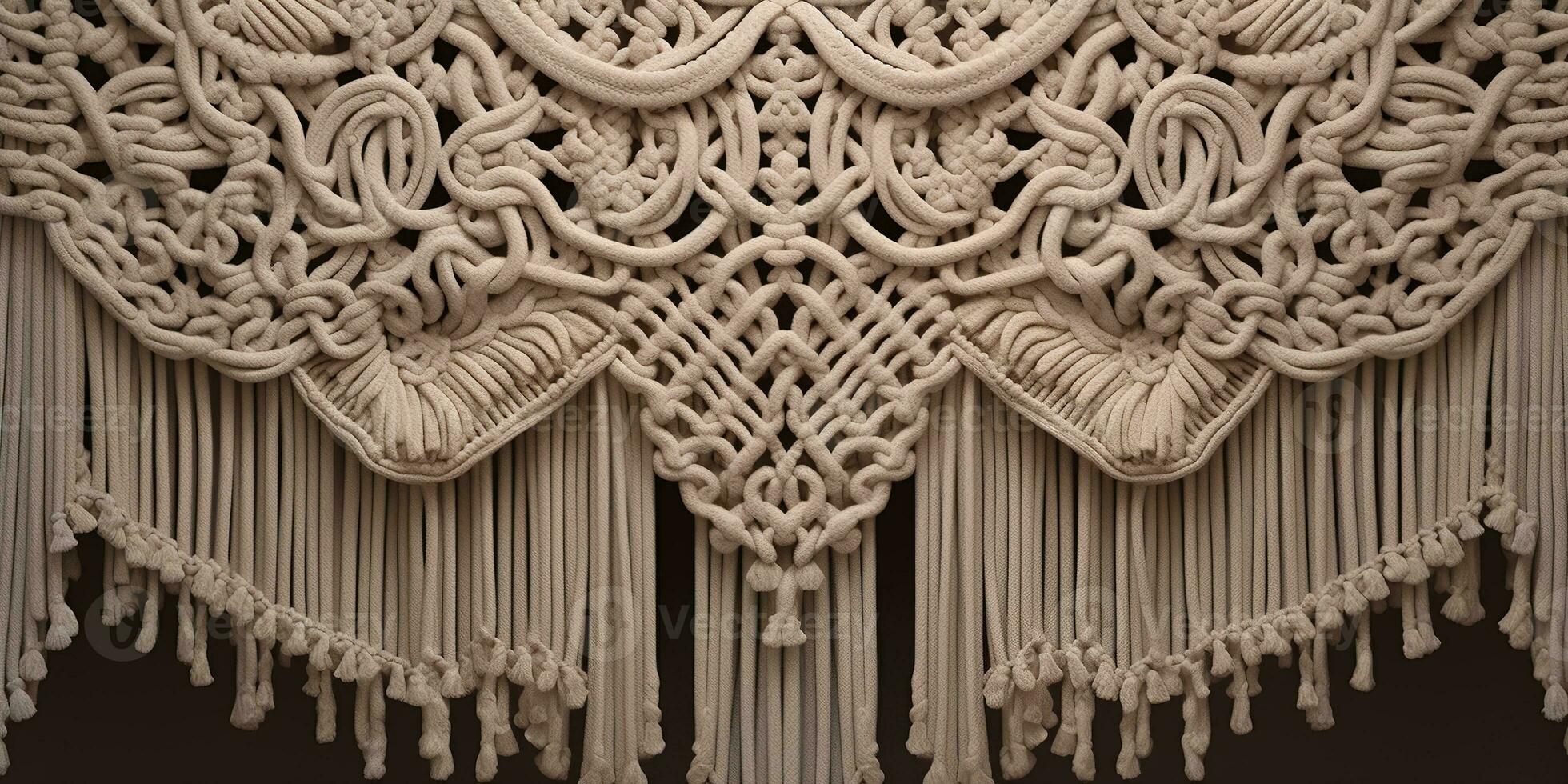 Generative AI, Close-up of hand made macrame texture photo