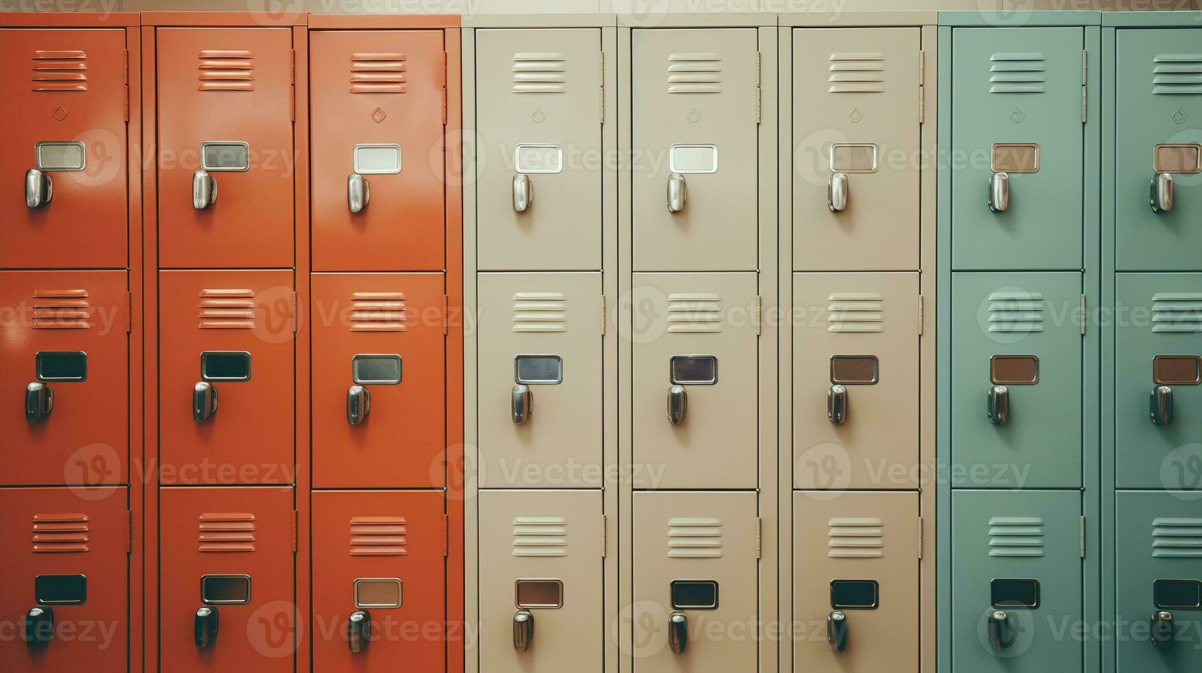 Generative AI, Row of high school lockers in the hallway, locker room photo