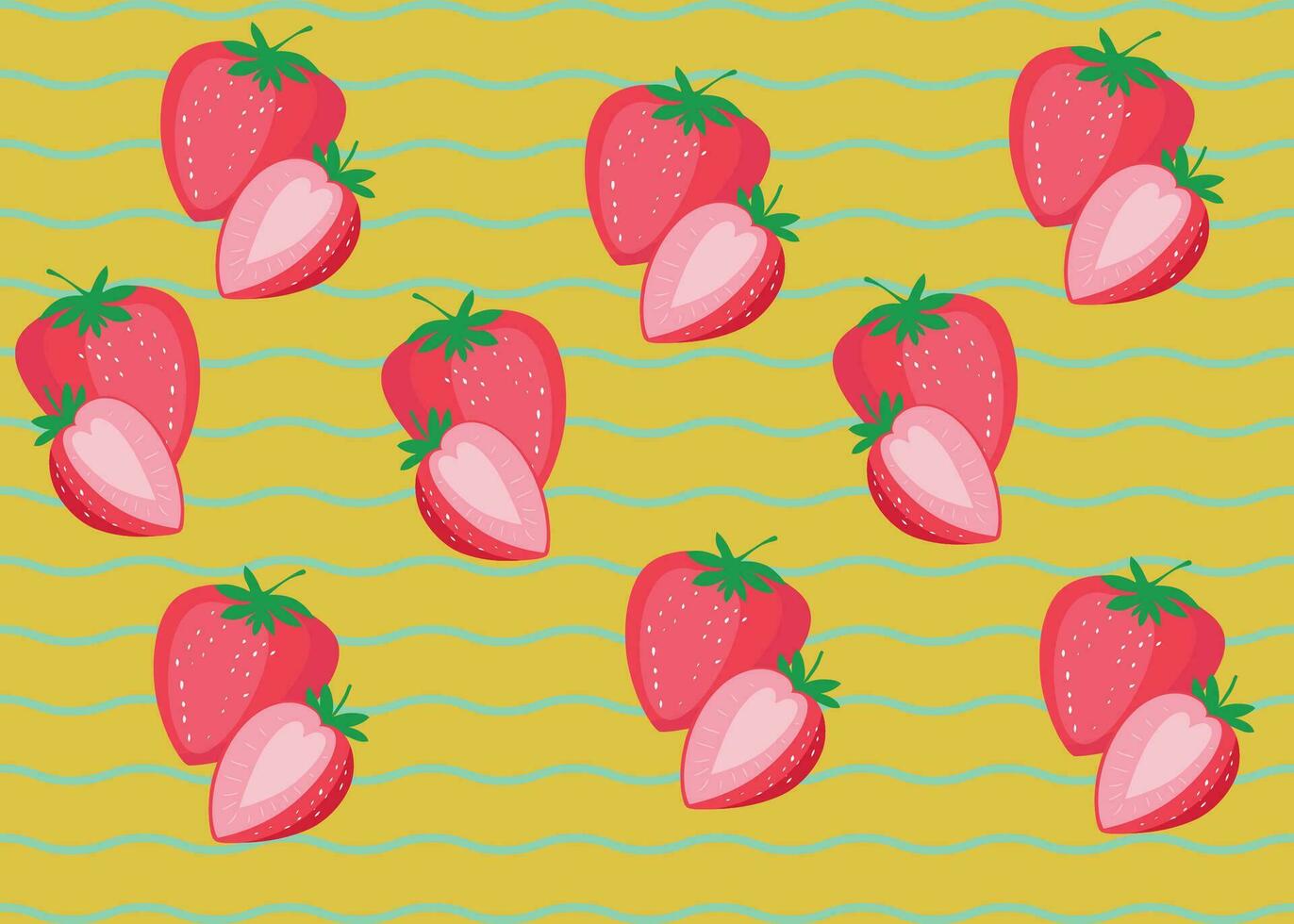 strawberries pattern template colored sketch vector