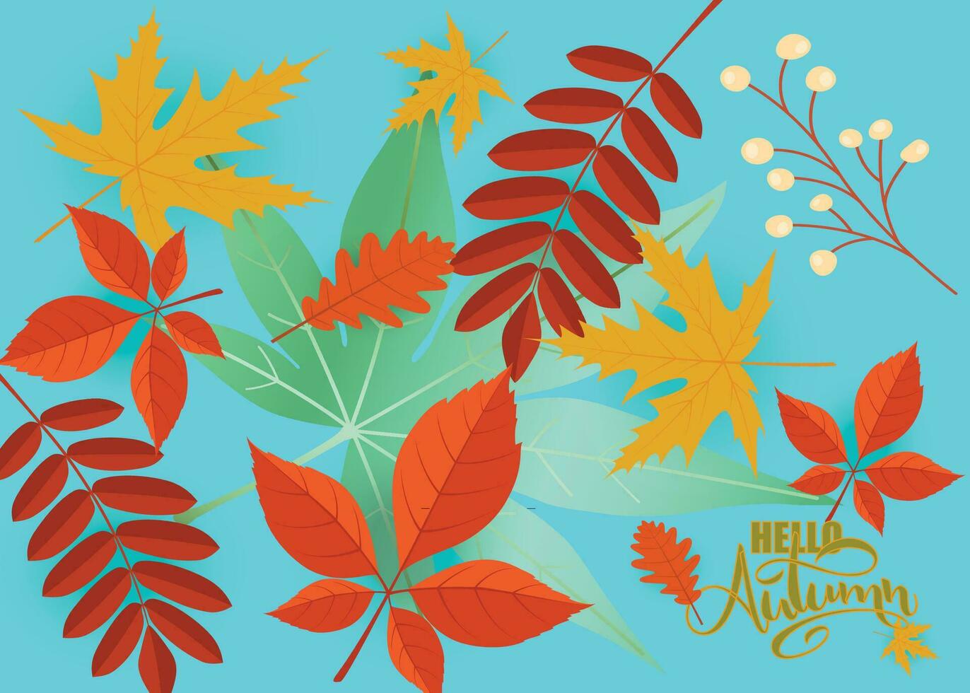 autumn leaves background bright colorful decor vector