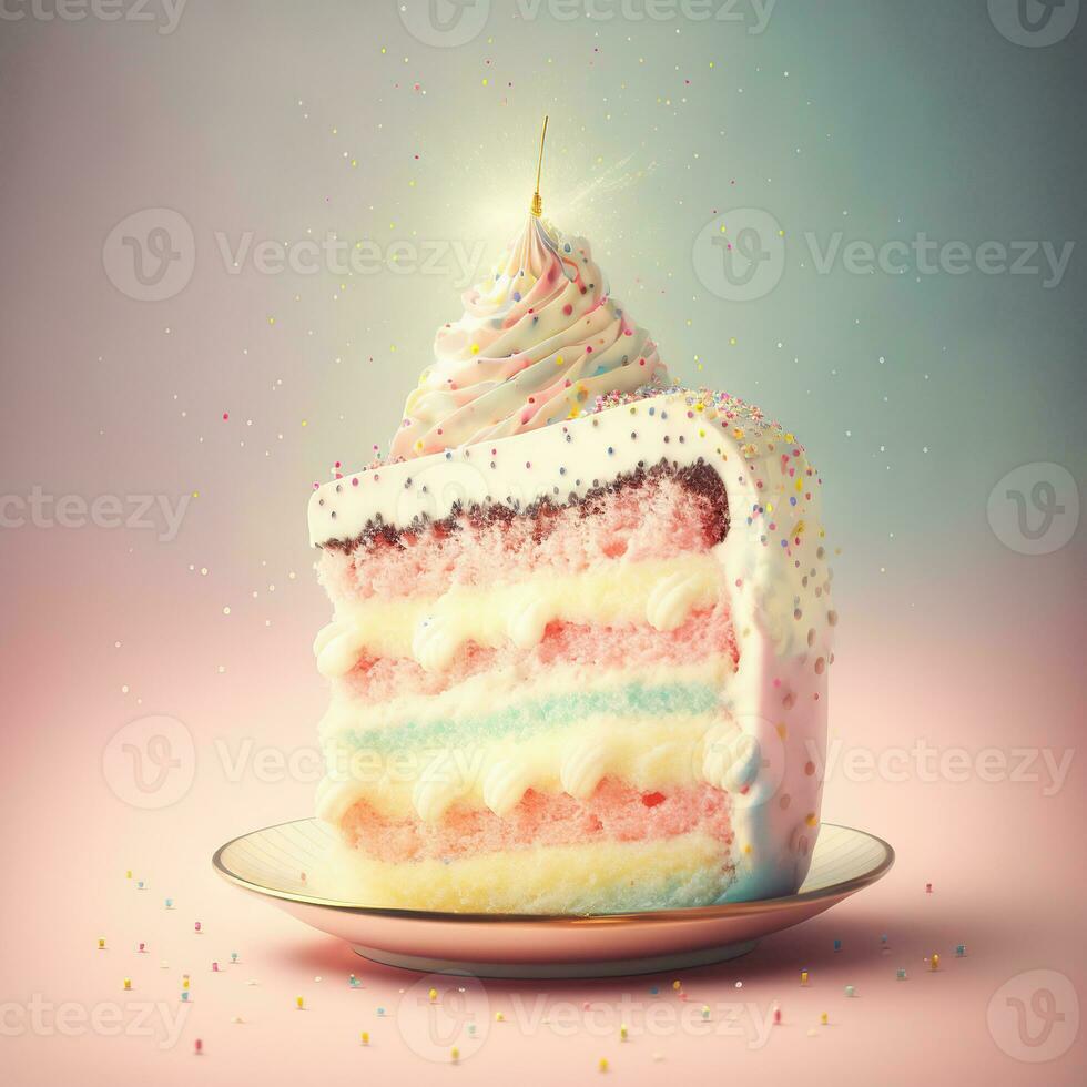 Sweet birthday cake in pastel colors. Generative ai photo