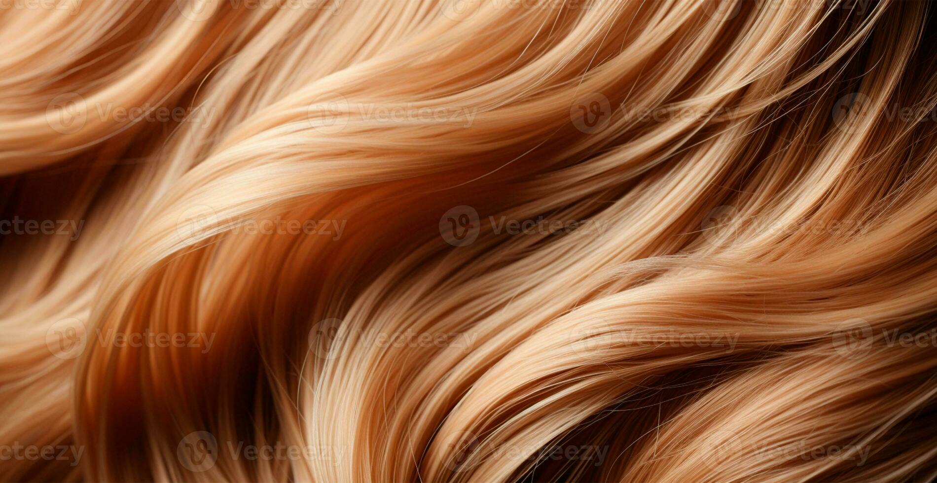 Blonde hair close-up as background. Women's long natural blonde hair. Styling wavy shiny curls - AI generated image photo