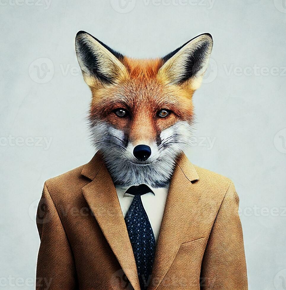 Fox in business suit portrait. Generative AI photo