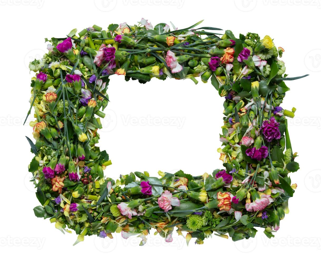 Spring flower frame isolated on white background photo