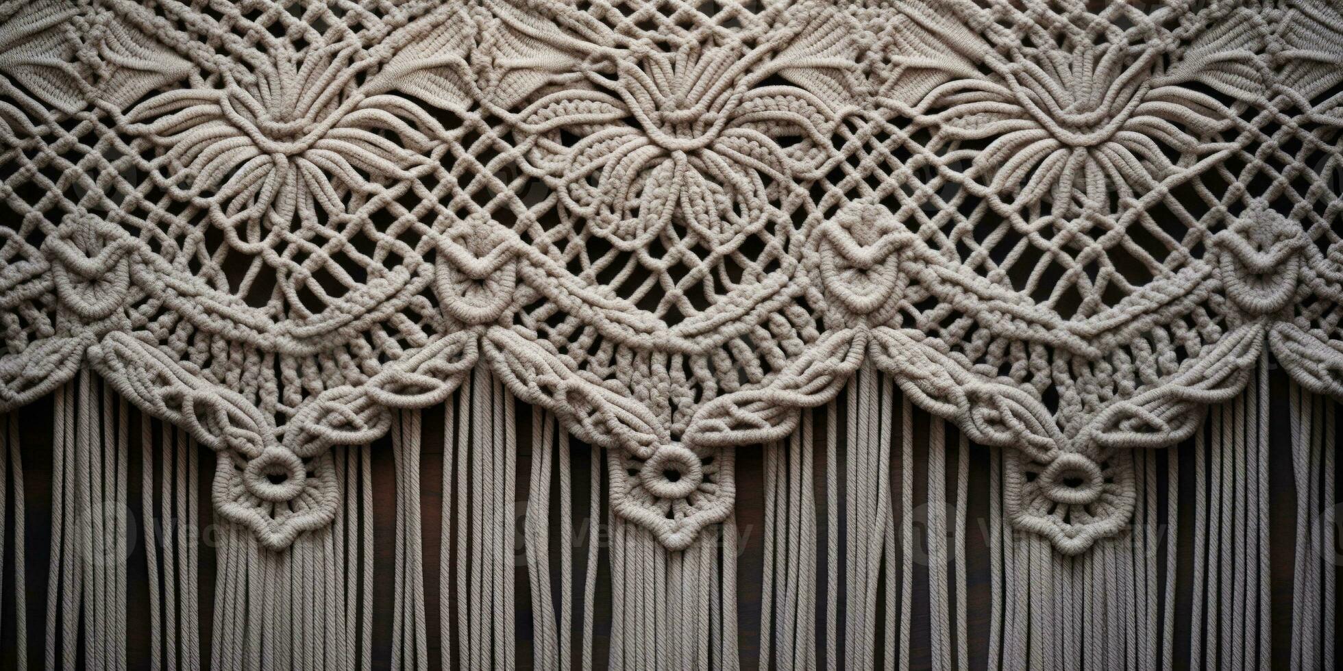 Generative AI, Close-up of hand made macrame texture photo