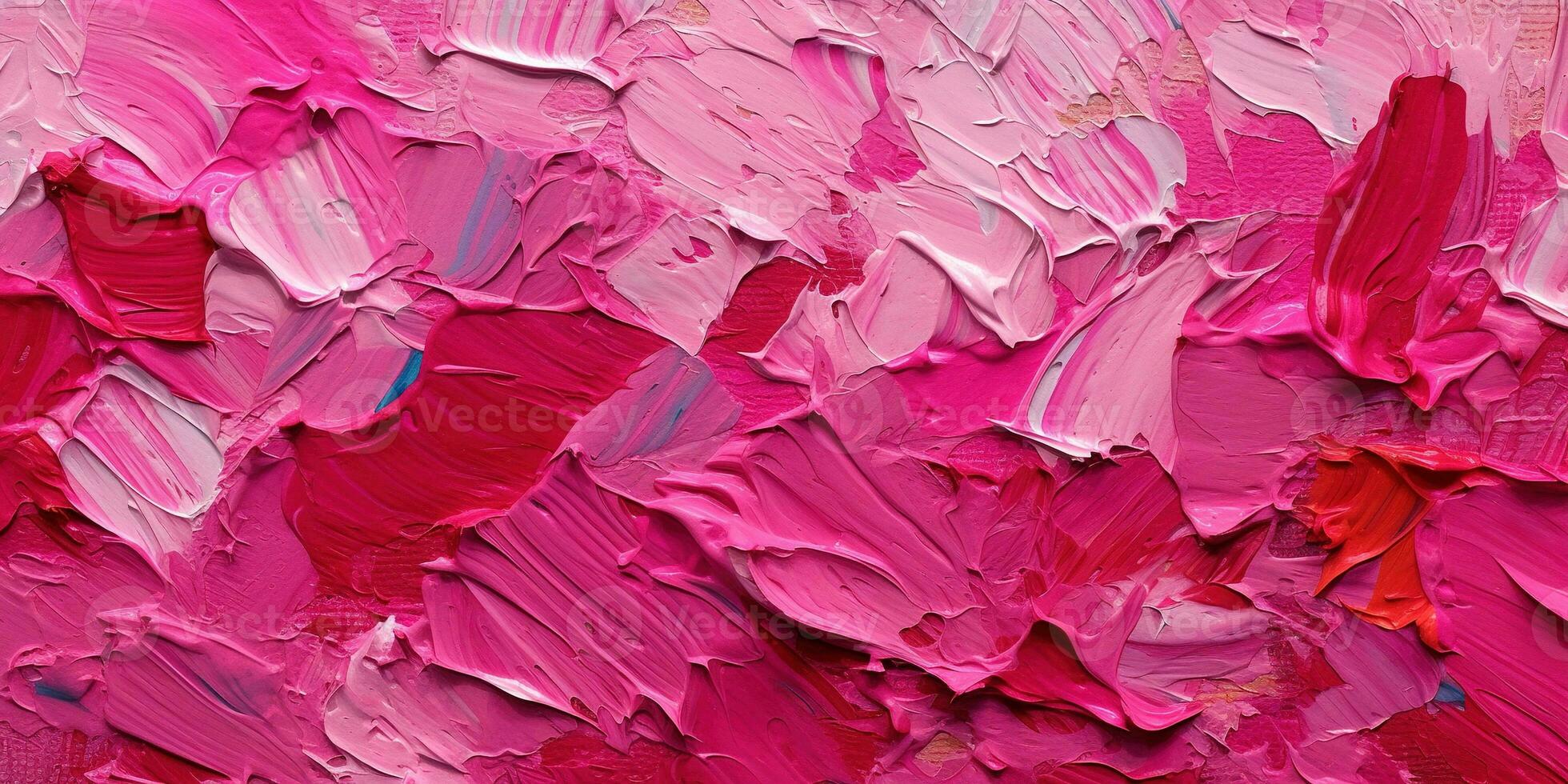 Generative AI, Closeup of impasto abstract rough viva magenta color art painting texture photo