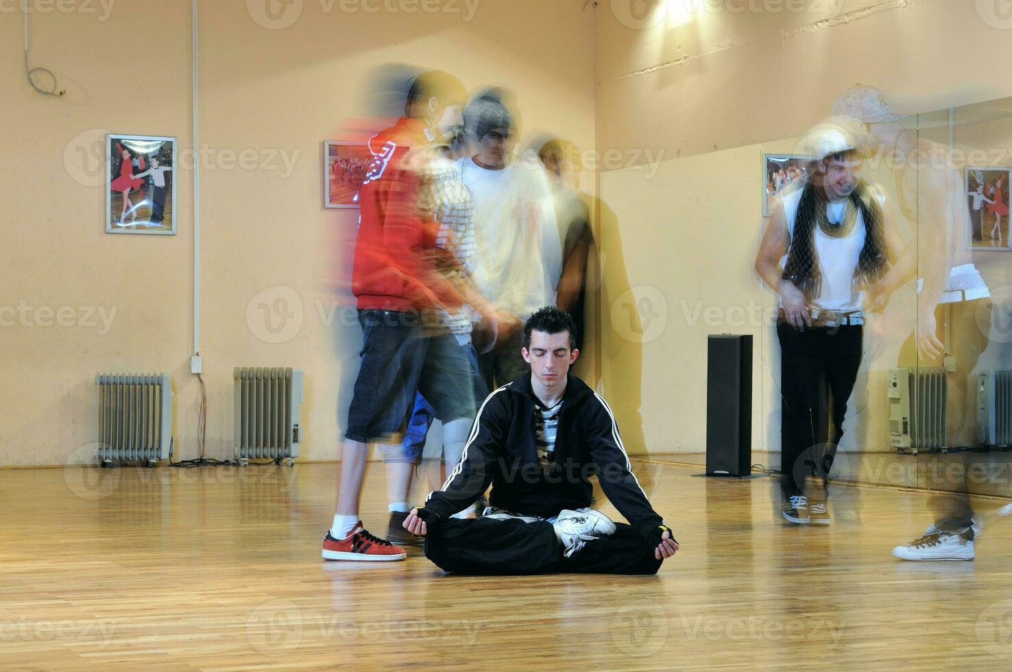 Teen group of break dancers photo