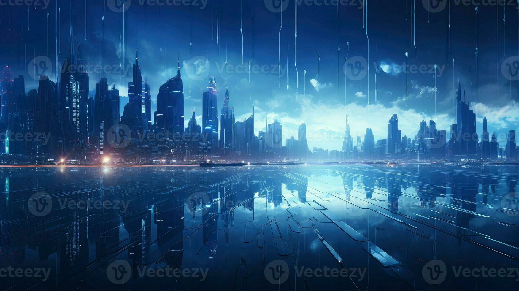 scape futuristic night city ai generated photo