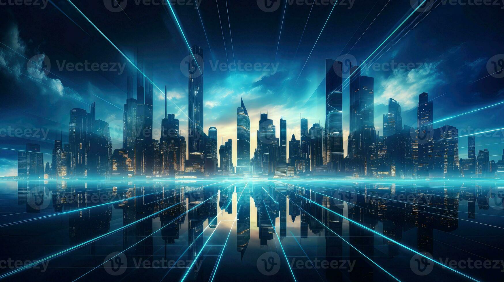 modern futuristic night city ai generated photo