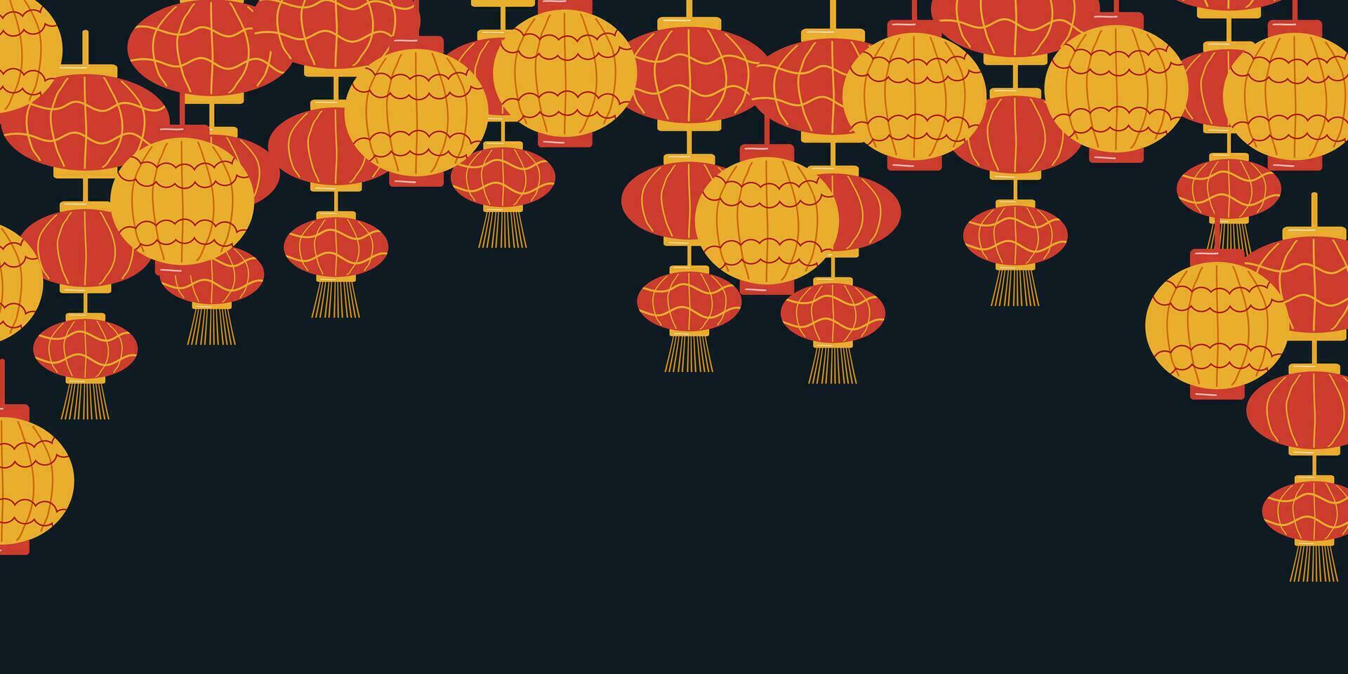 Background of Chinese lanterns. Chinese New Year. vector