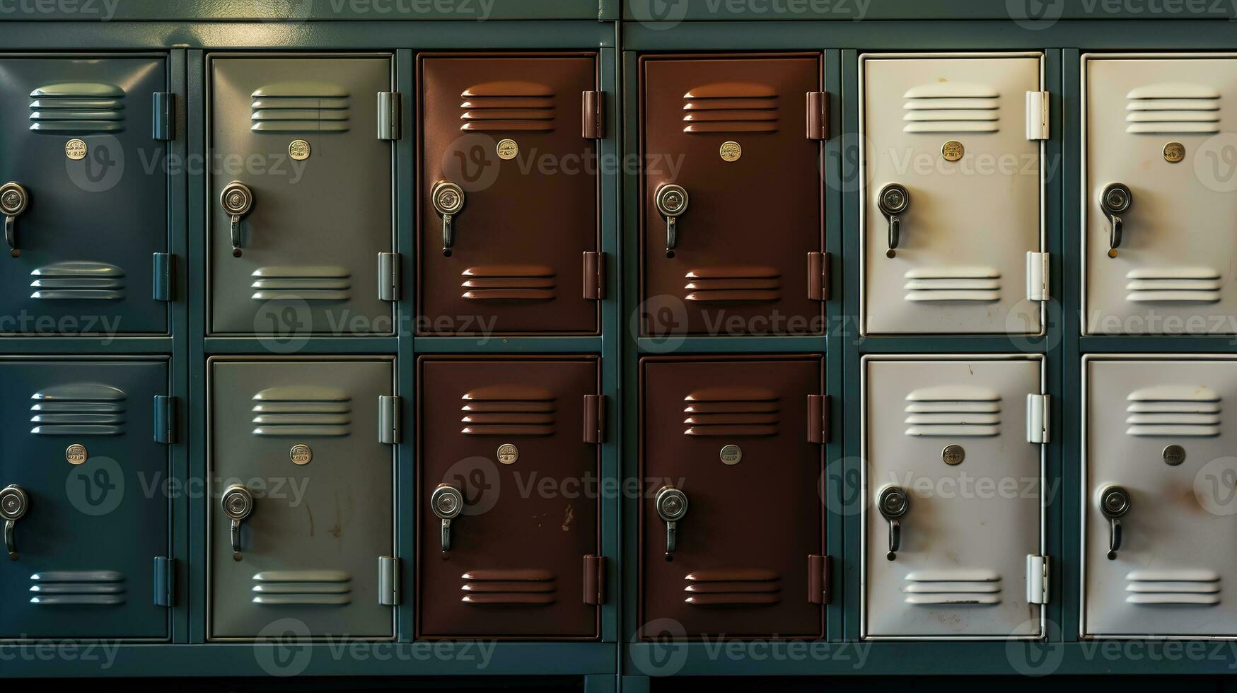 Generative AI, Row of high school lockers in the hallway, locker room photo