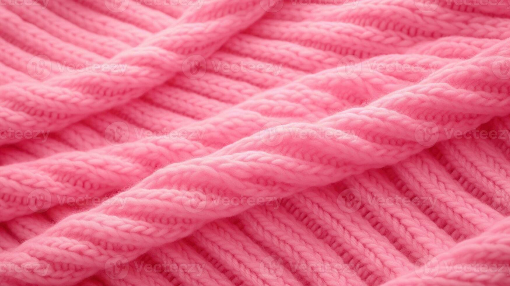 Generative AI, knitted pink sweater texture closeup, magenta or light pink abstract background photo