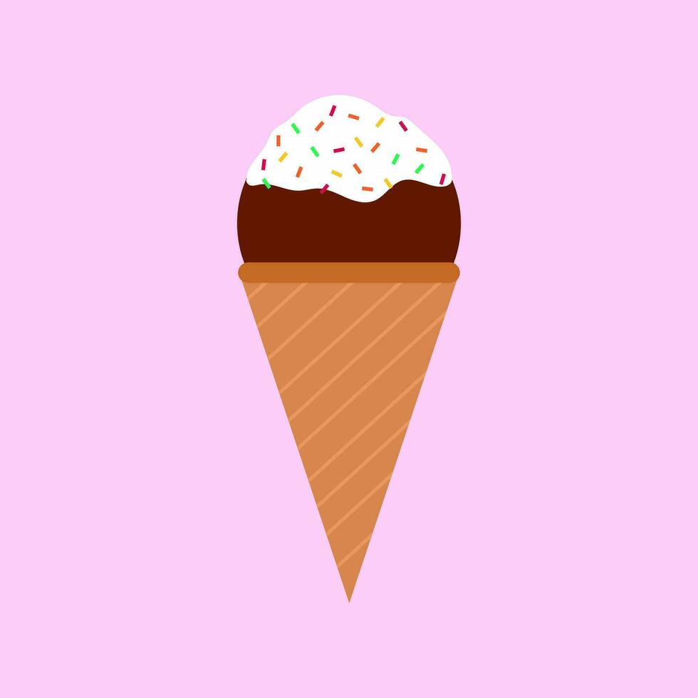 an ice cream cone with sprinkles on a pink background vector