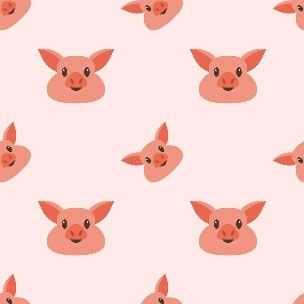 a pattern with pigs on a pink background vector