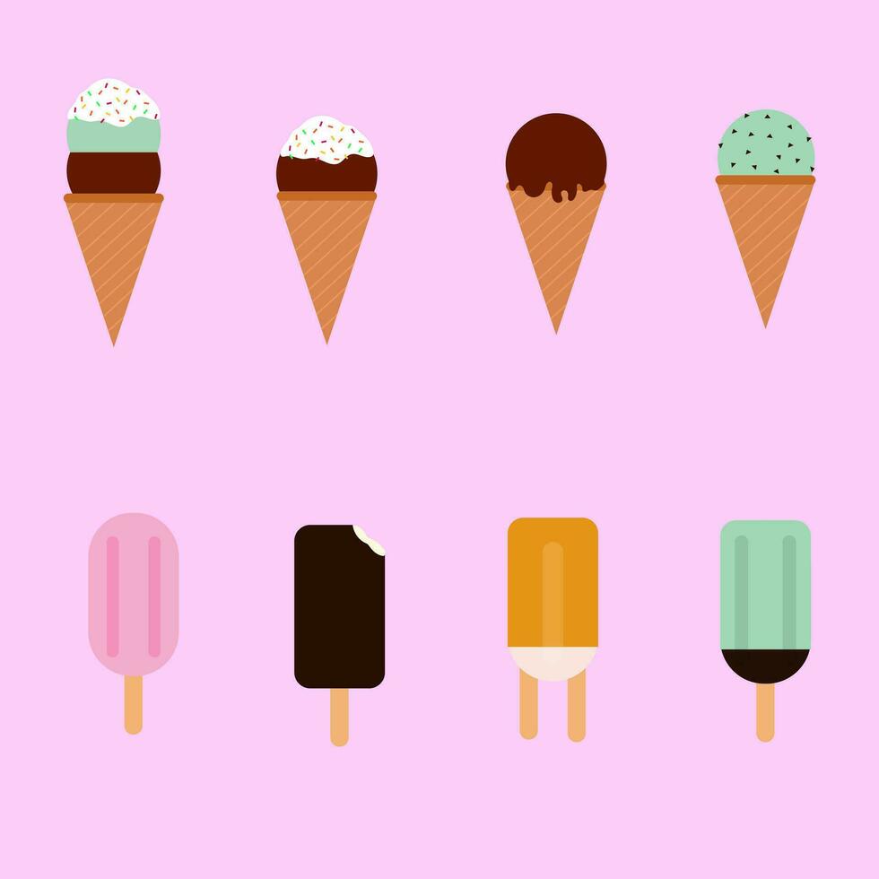 ice cream icons set vector