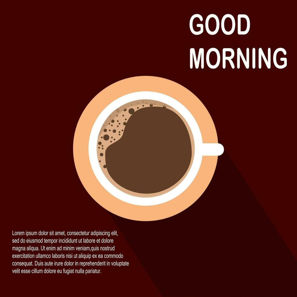 coffee cup with coffee and text good morning vector illustration