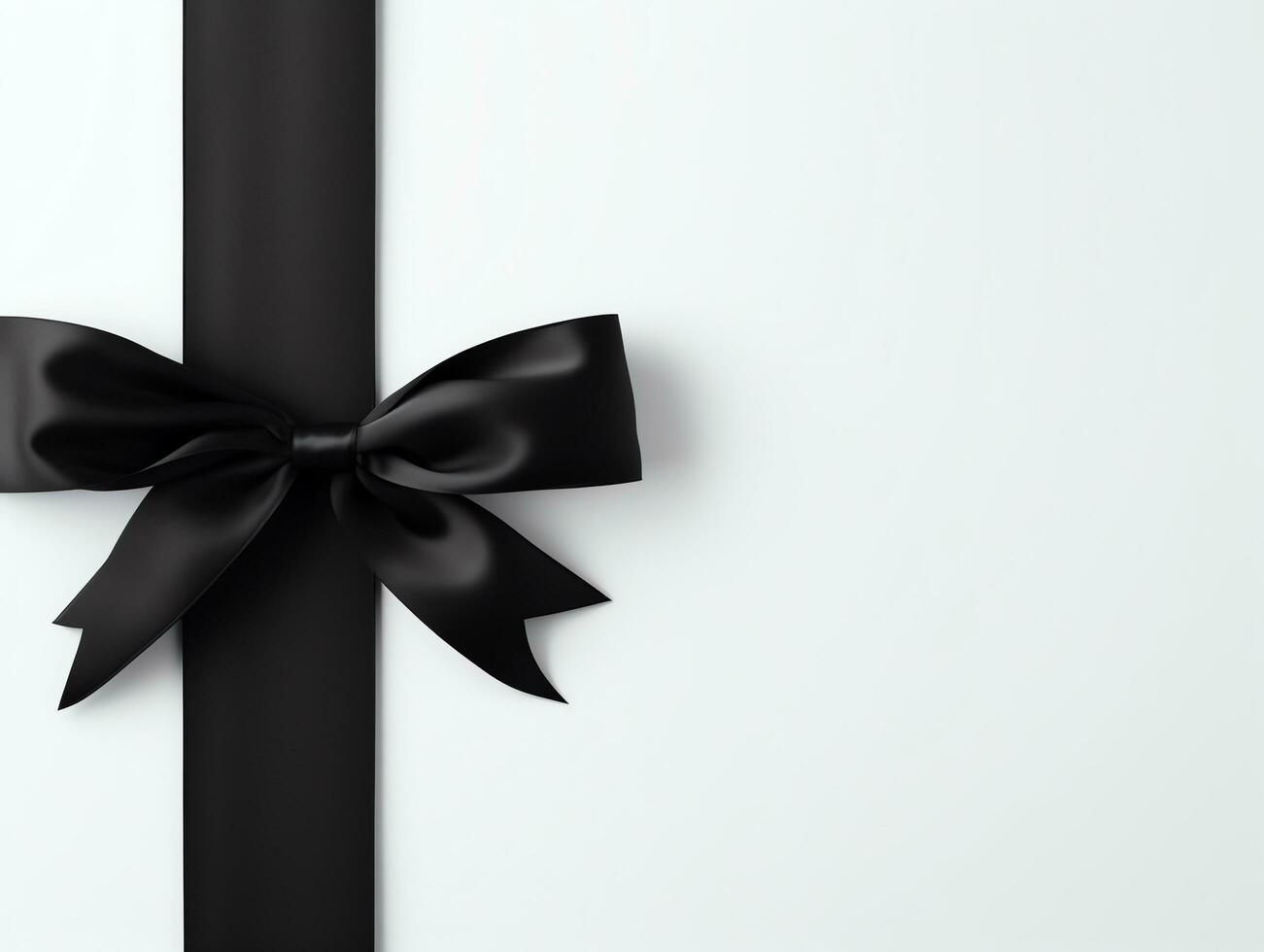 Black ribbon for gift box present on white background, black friday concept, AI Generated photo