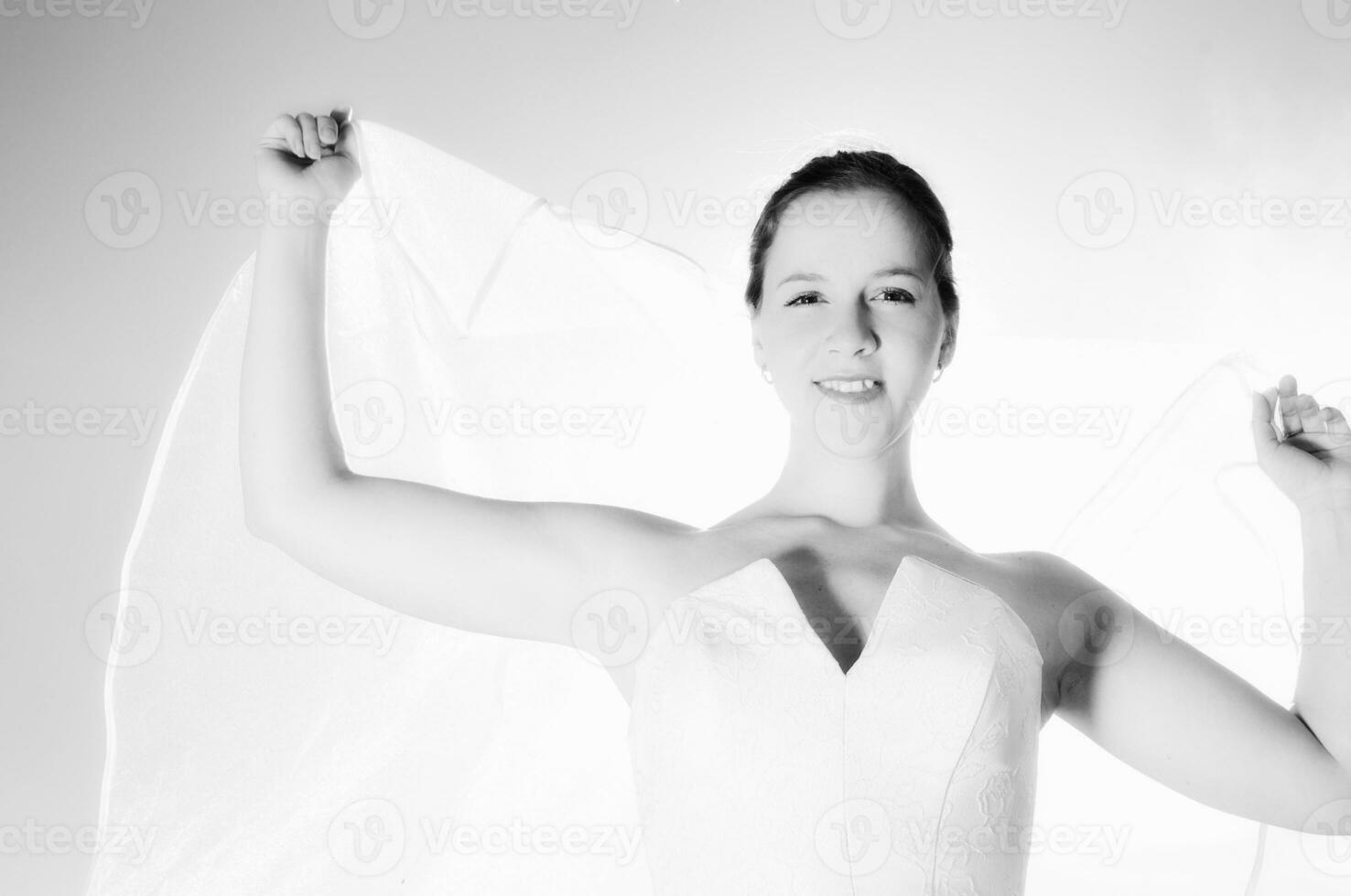 Beautiful bride black and white photo