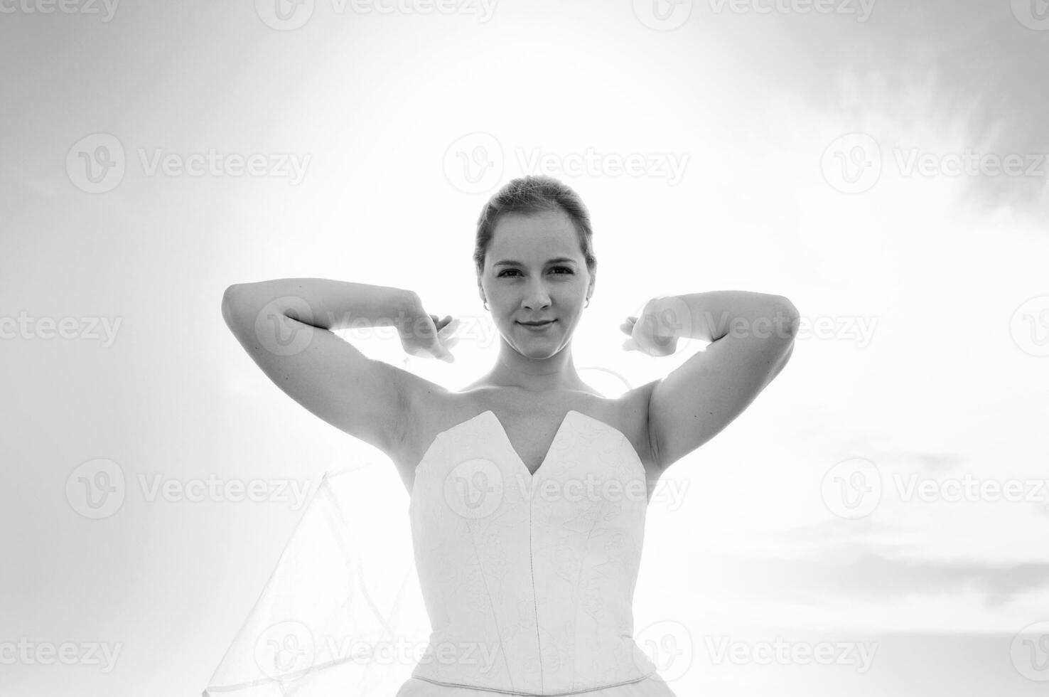 Beautiful bride black and white photo