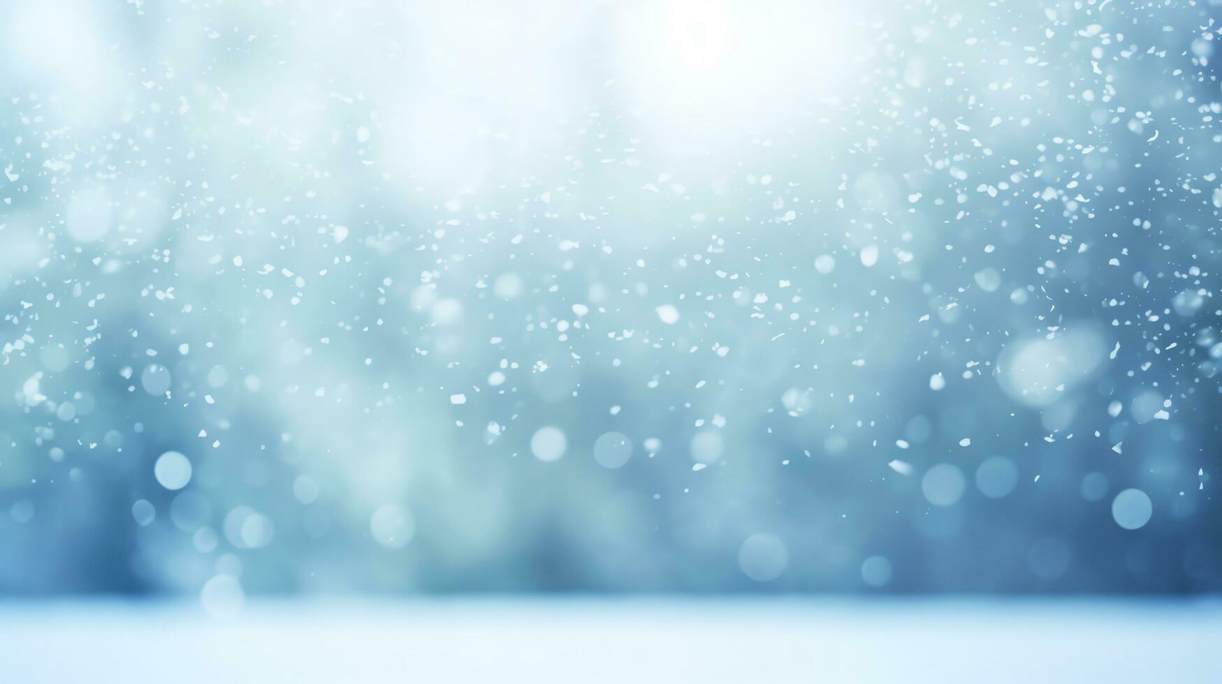 Abstract snow falling on blurred winter landscape background, for design and template, AI Generated photo