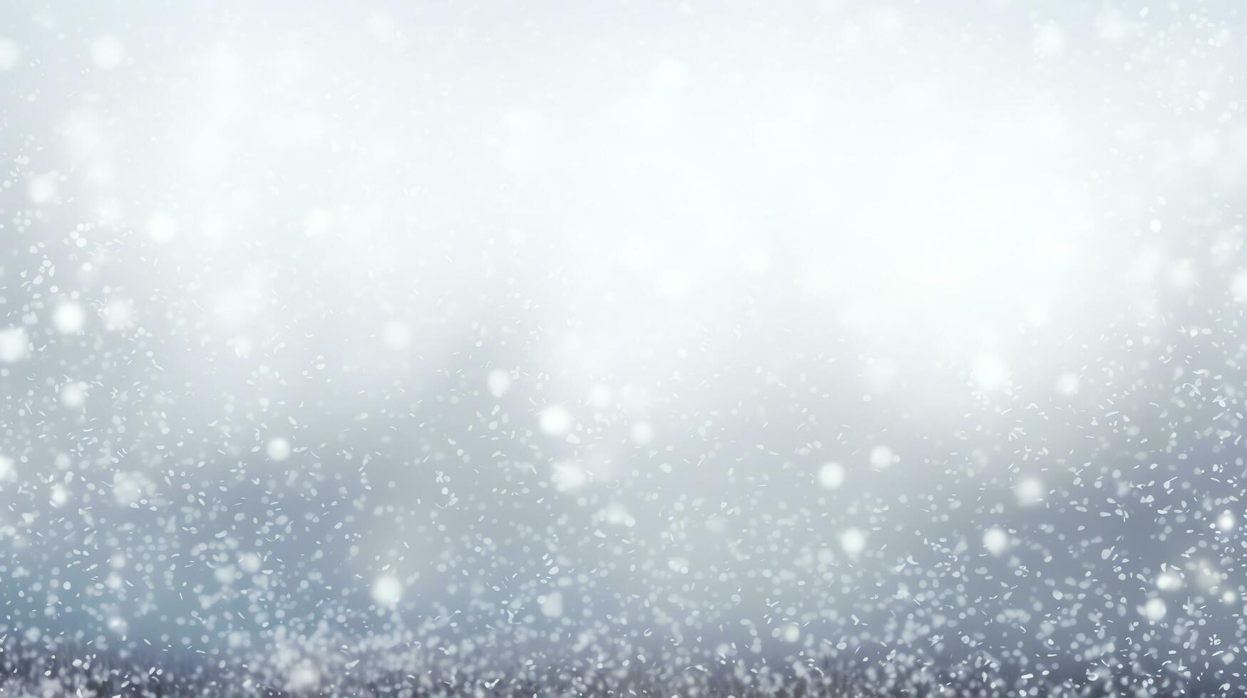 Abstract snow falling on blurred winter landscape background, for design and template, AI Generated photo