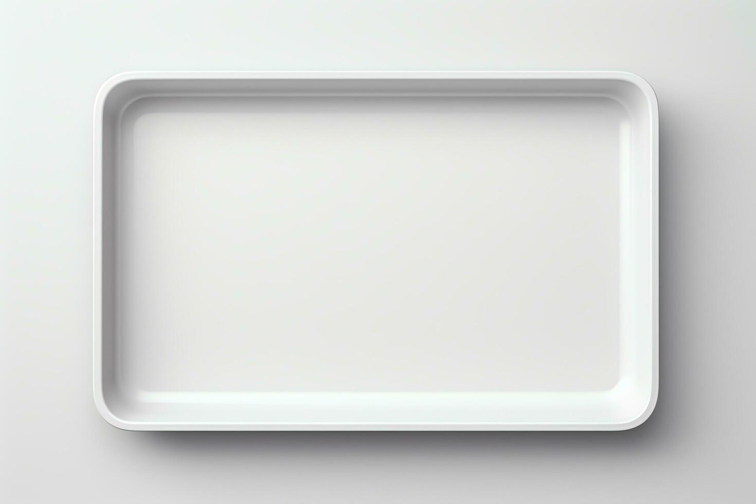 Blank empty plastic or paper tray mockup on grey background, AI Generative photo