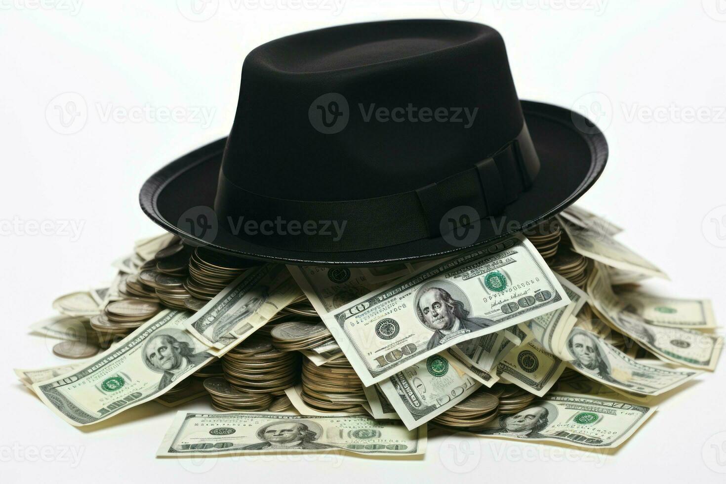 músico sombrero con dinero aislado en blanco necesidad. generar ai foto