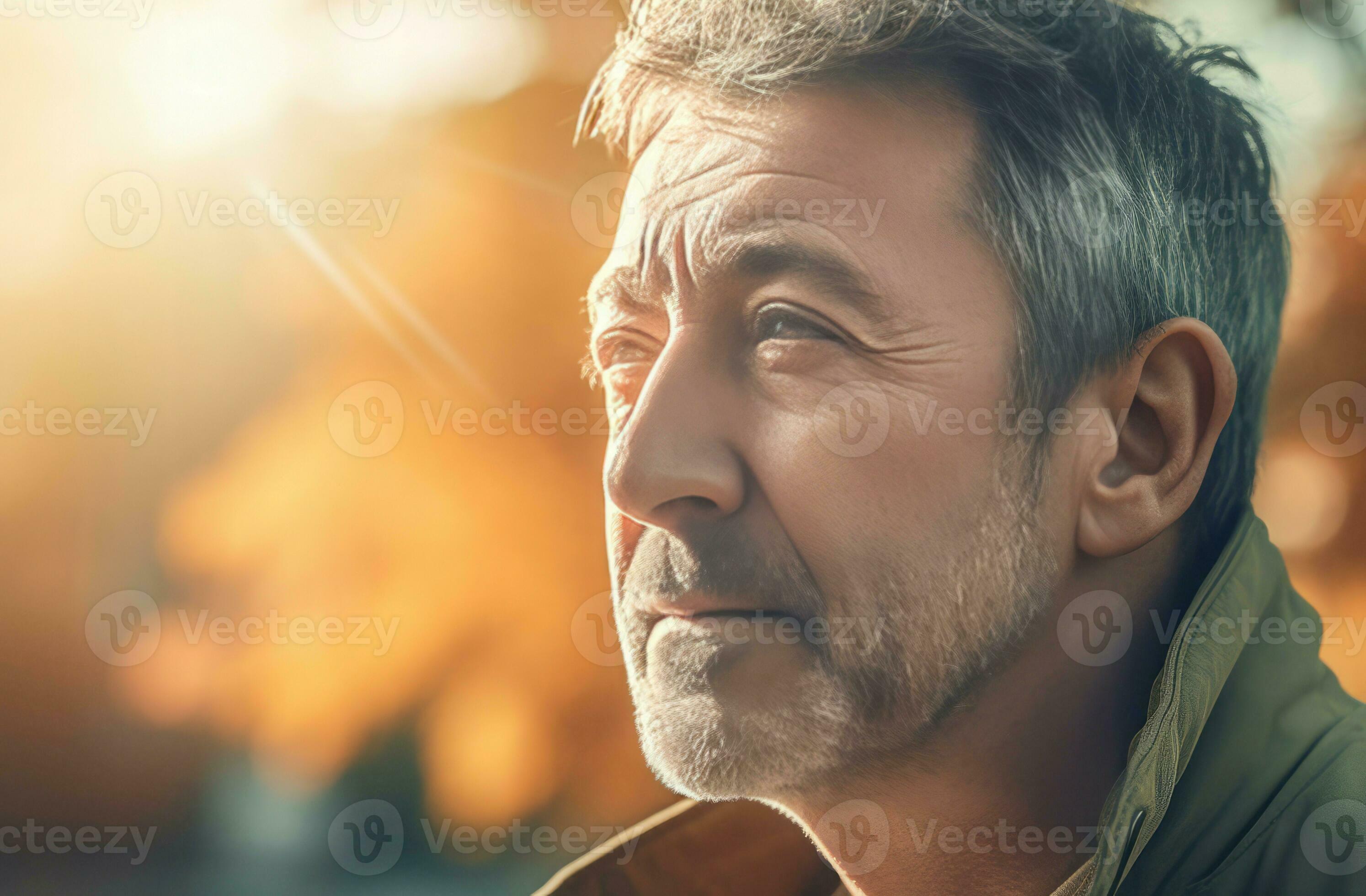 Adult mature man admiring nature. Generate ai 32427905 Stock Photo at ...