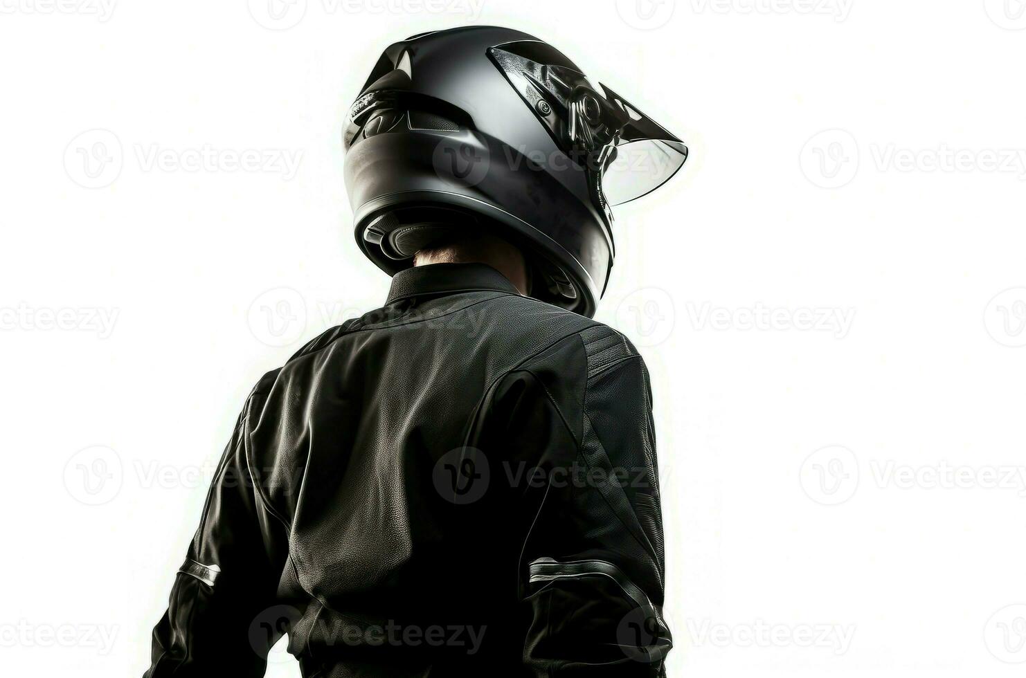 Moto biker wearing black helmet. Generate ai photo