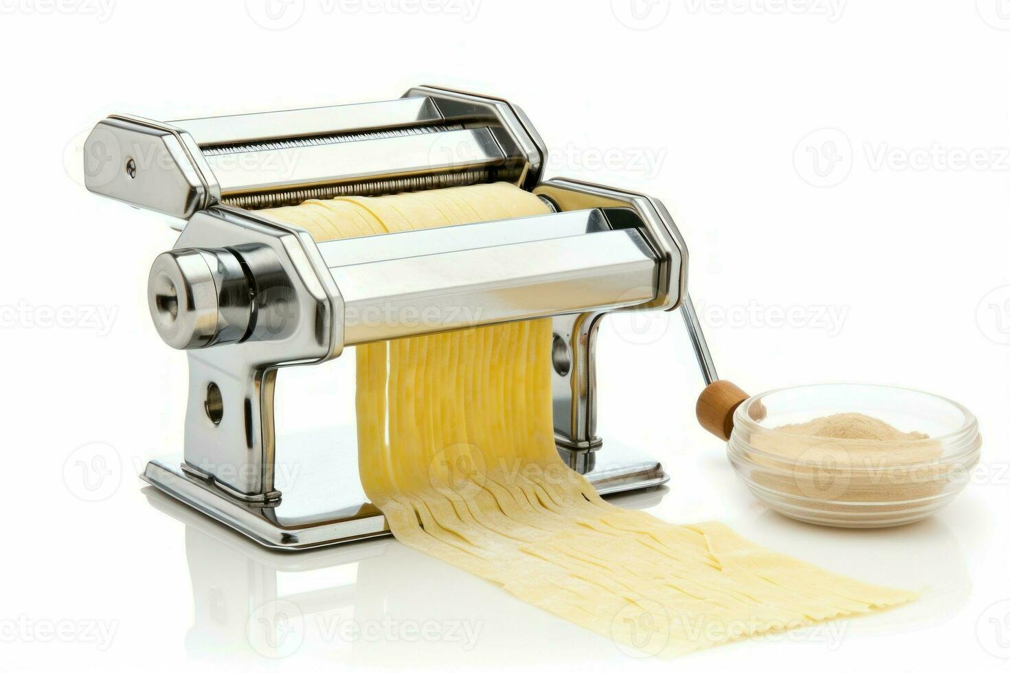 Metal pasta maker machine with dough cook. Generate Ai photo