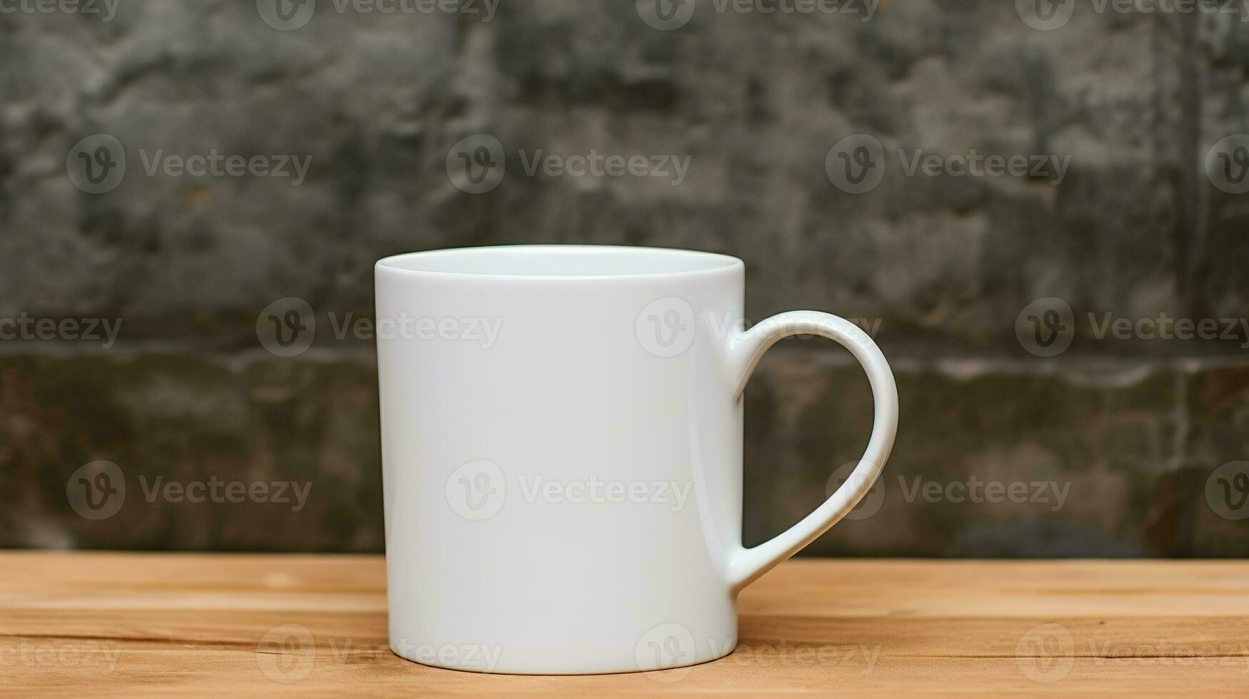Generative AI, White ceramic cup set-up in at home interior, mug mock up blank, muted neutral colors. photo
