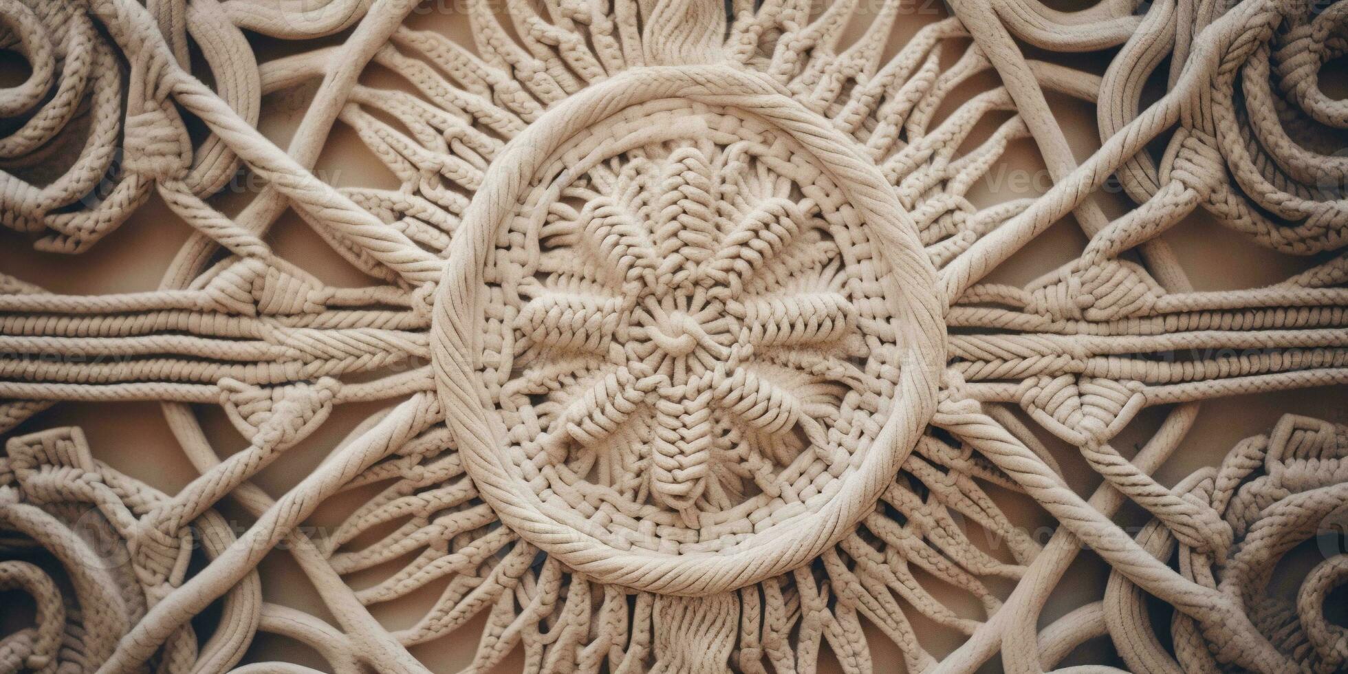 Generative AI, Close-up of hand made macrame texture photo