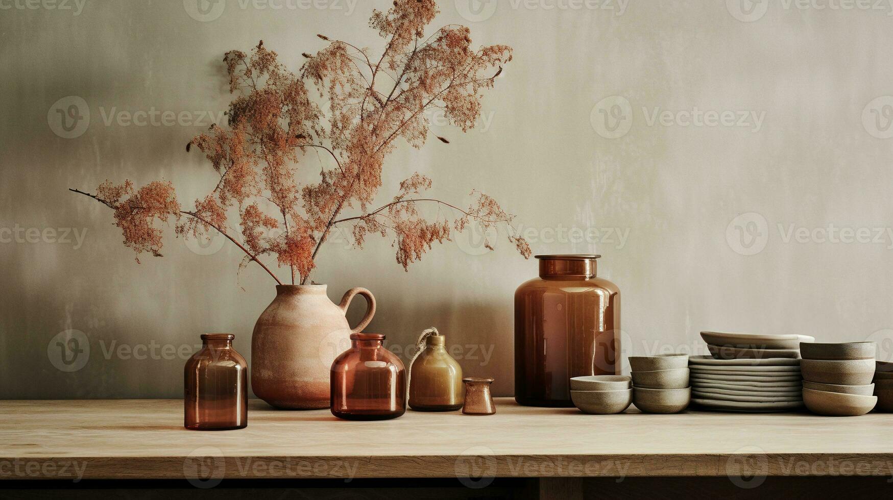 Dried meadow grass bouquet in clear glass bottle aesthetic sun light  shadows on neutral wall, minimalist floral interior design , generate ai  24356589 Stock Photo at Vecteezy