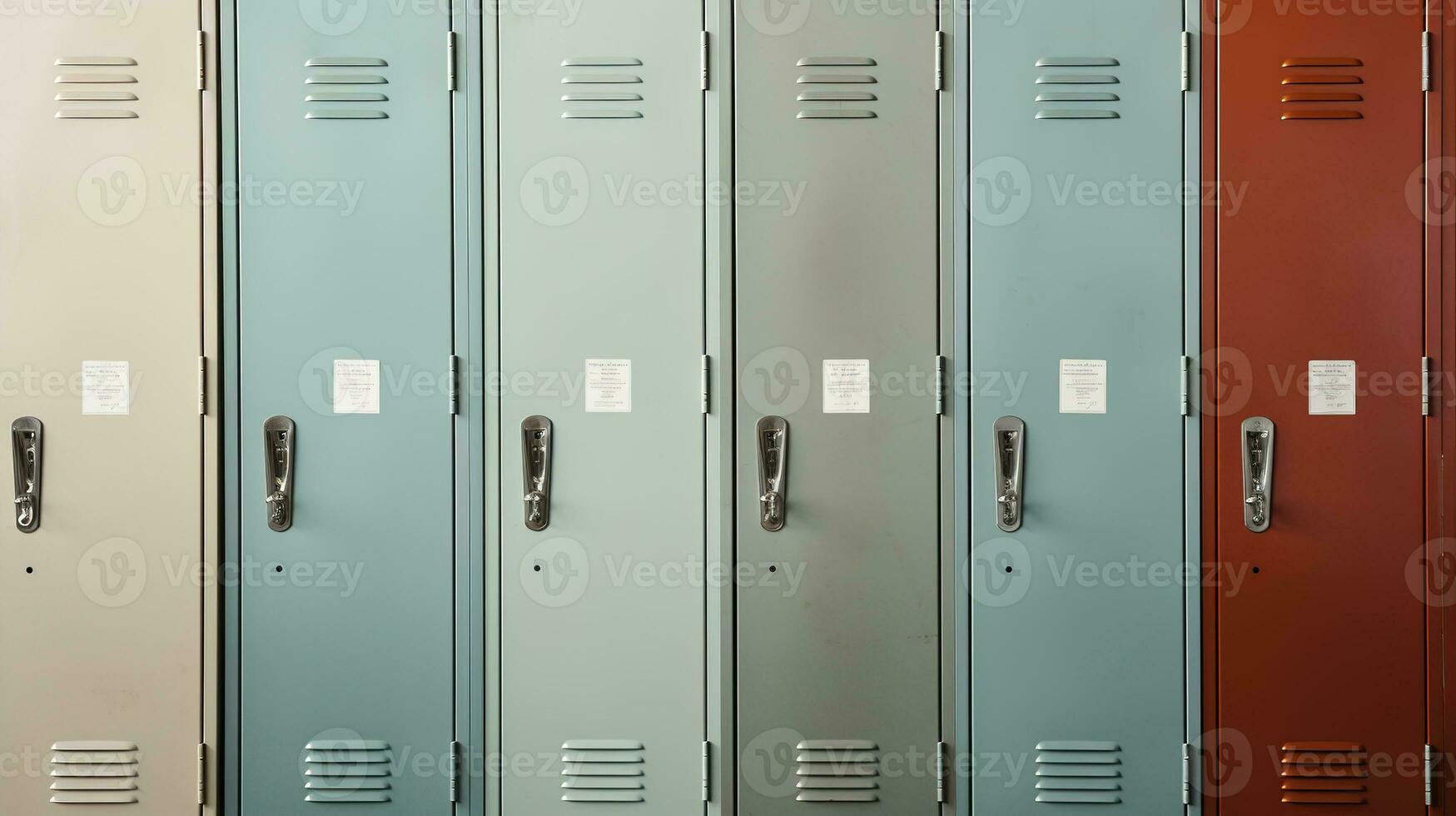 Generative AI, Row of high school lockers in the hallway, locker room photo