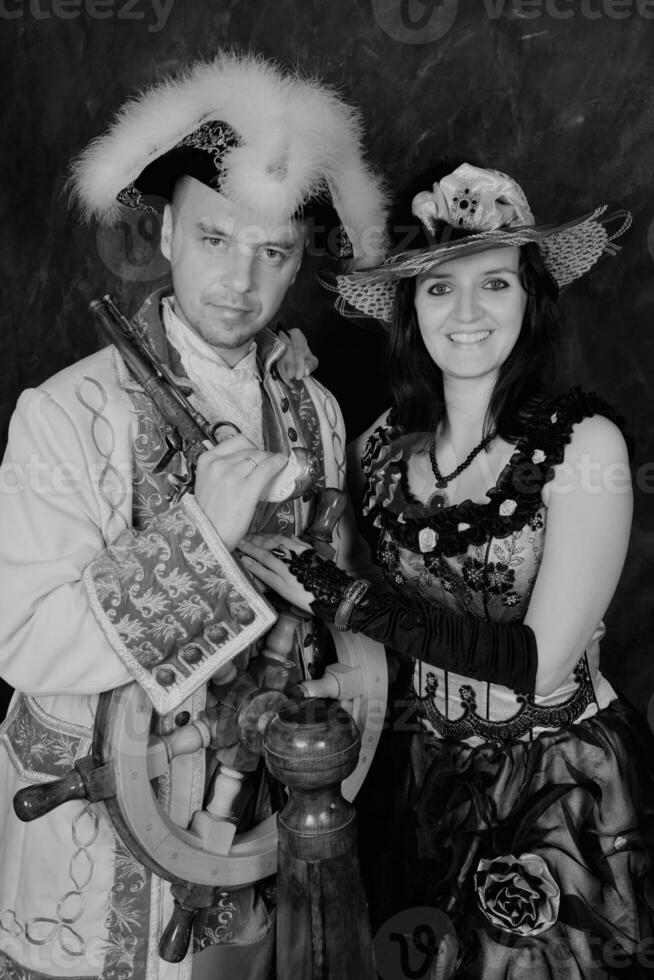 retro Pareja como piratas foto