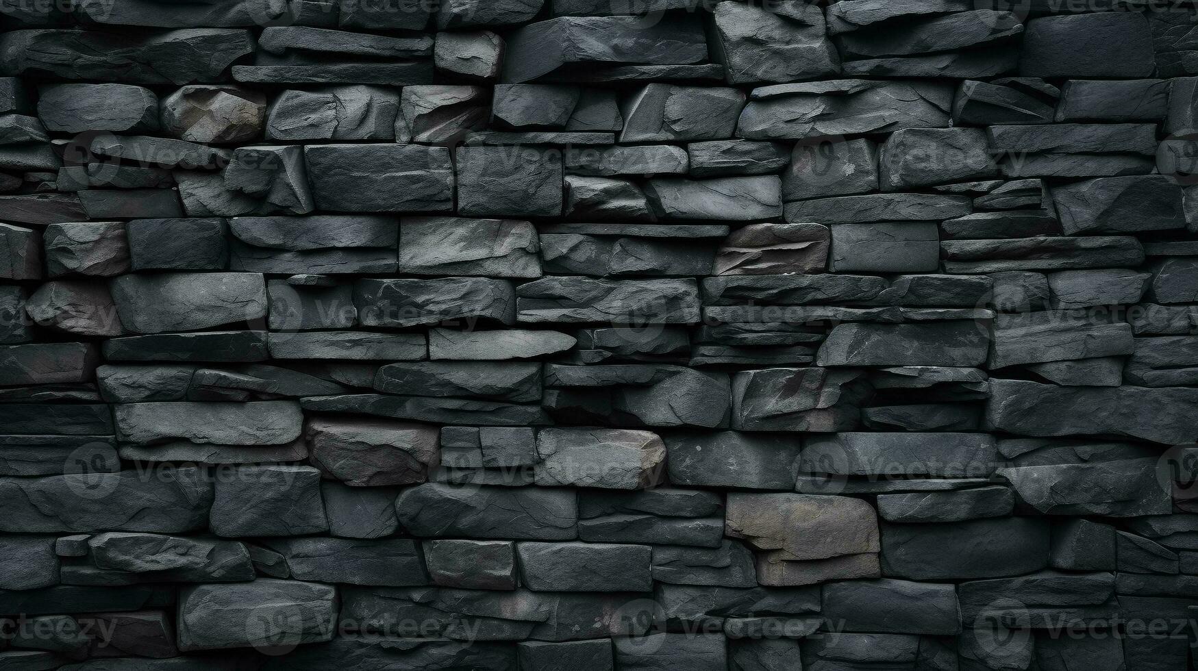 Close-Up of natural stone texture flat wall background, Rough grey stonework backdrop. Generative ai. photo