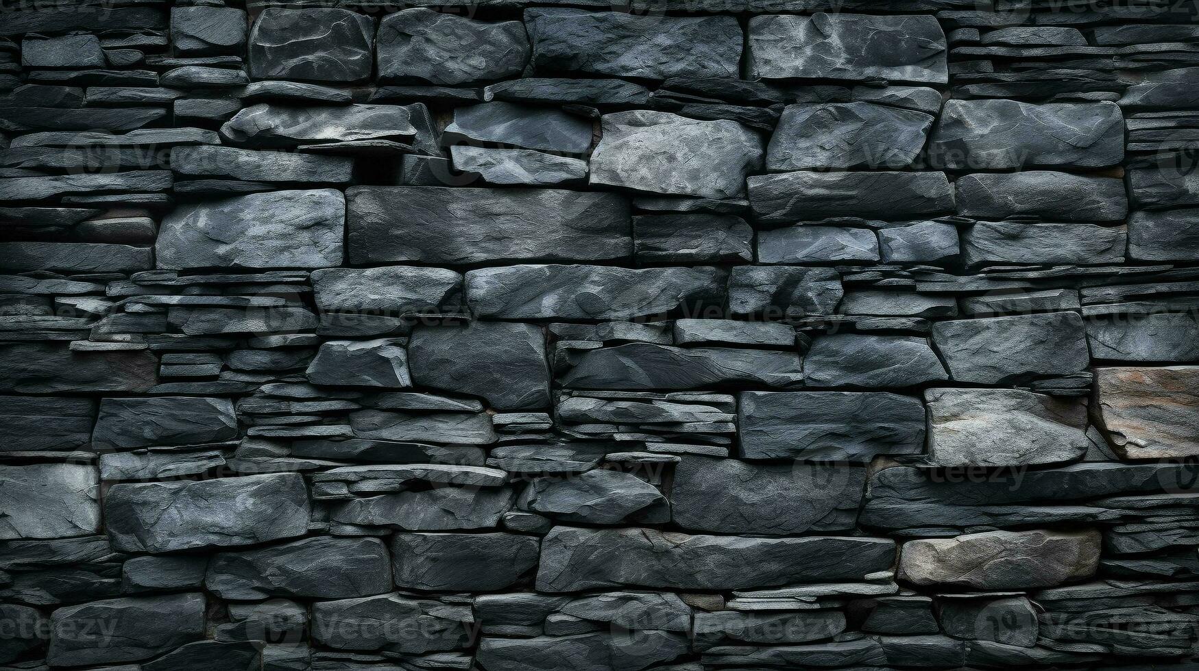Close-Up of natural stone texture flat wall background, Rough grey stonework backdrop. Generative ai. photo