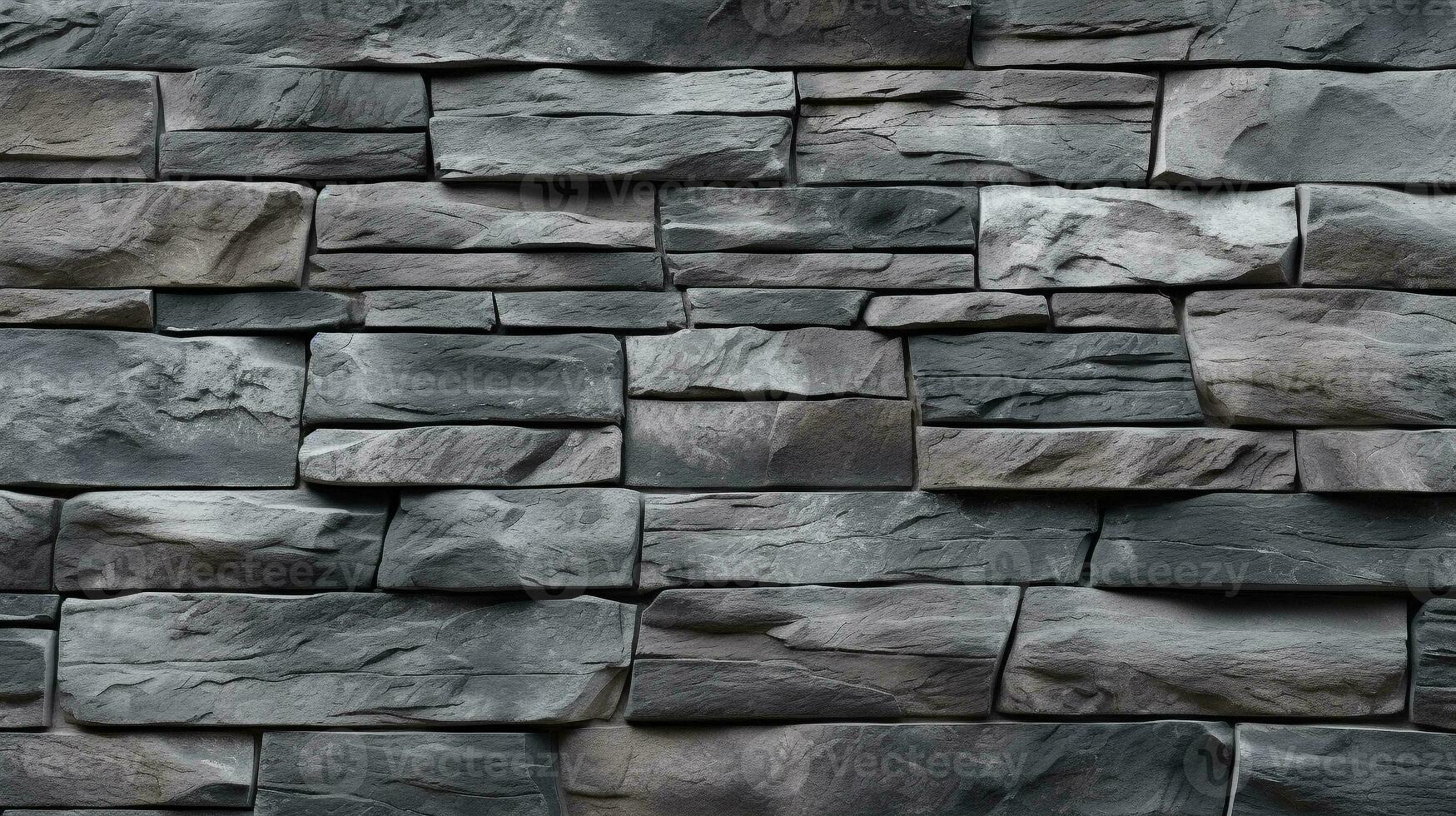Close-Up of natural stone texture flat wall background, Rough grey stonework backdrop. Generative ai. photo