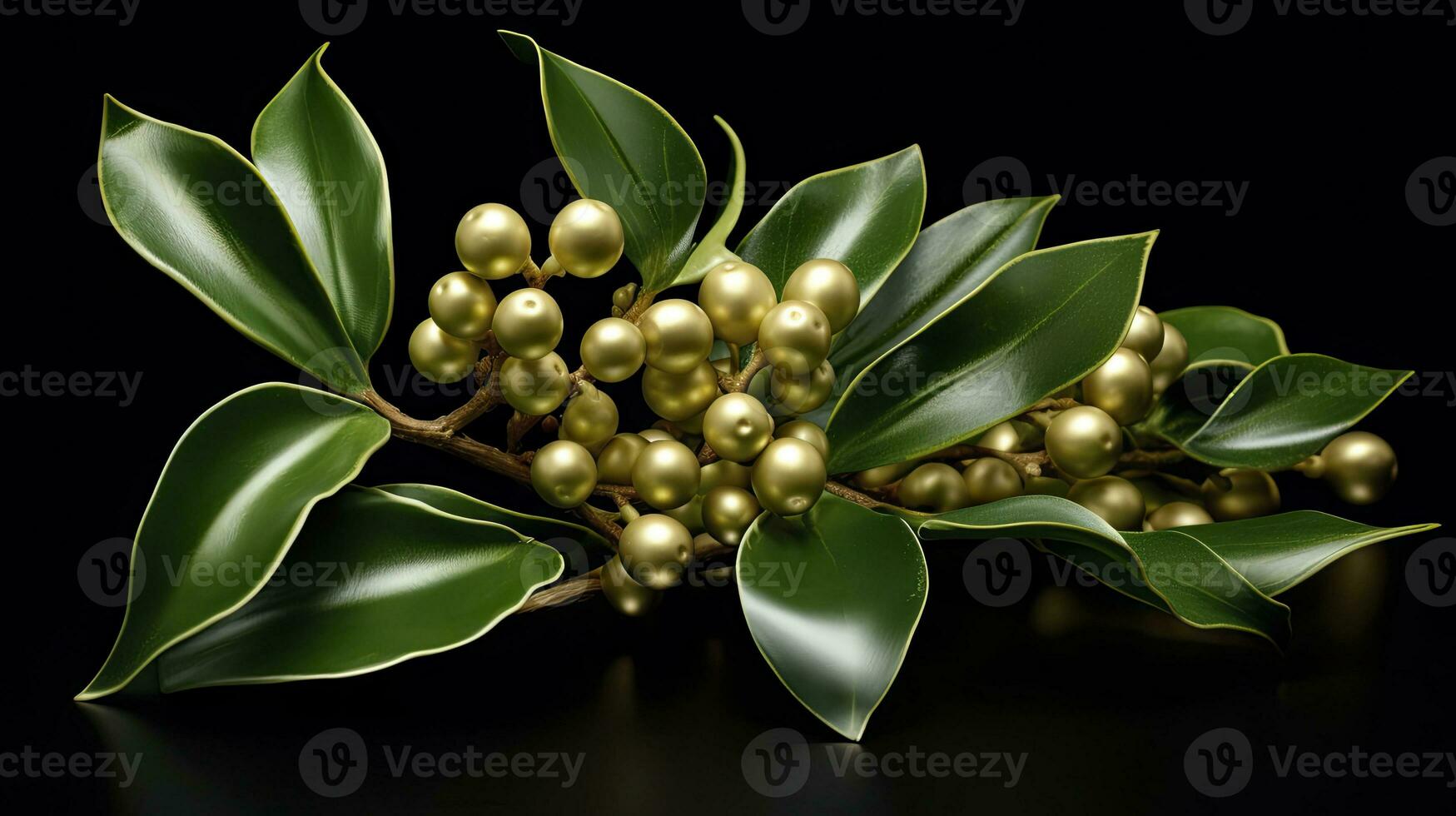 photo of Mistletoe Christmas wrapping paper, AI Generated.