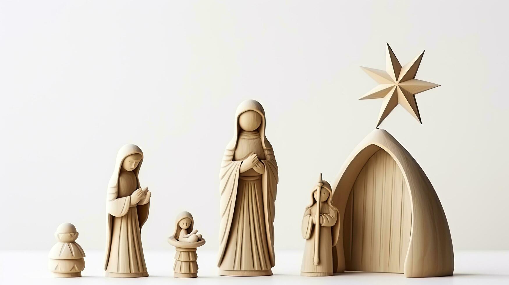 of Nativity scene Christmas quotes, AI Generated. photo