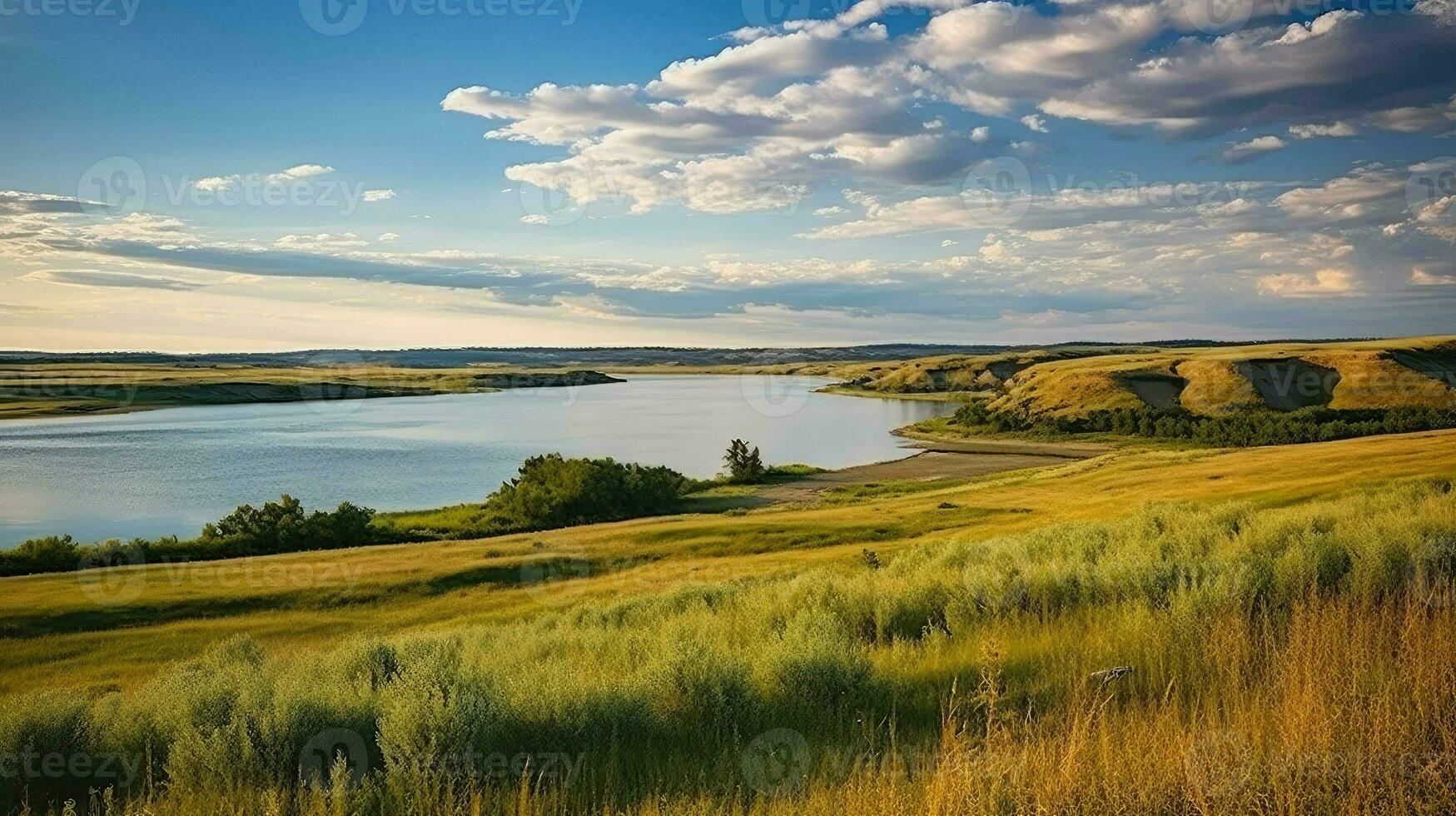 trees saskatchewan prairie lakes ai generated photo