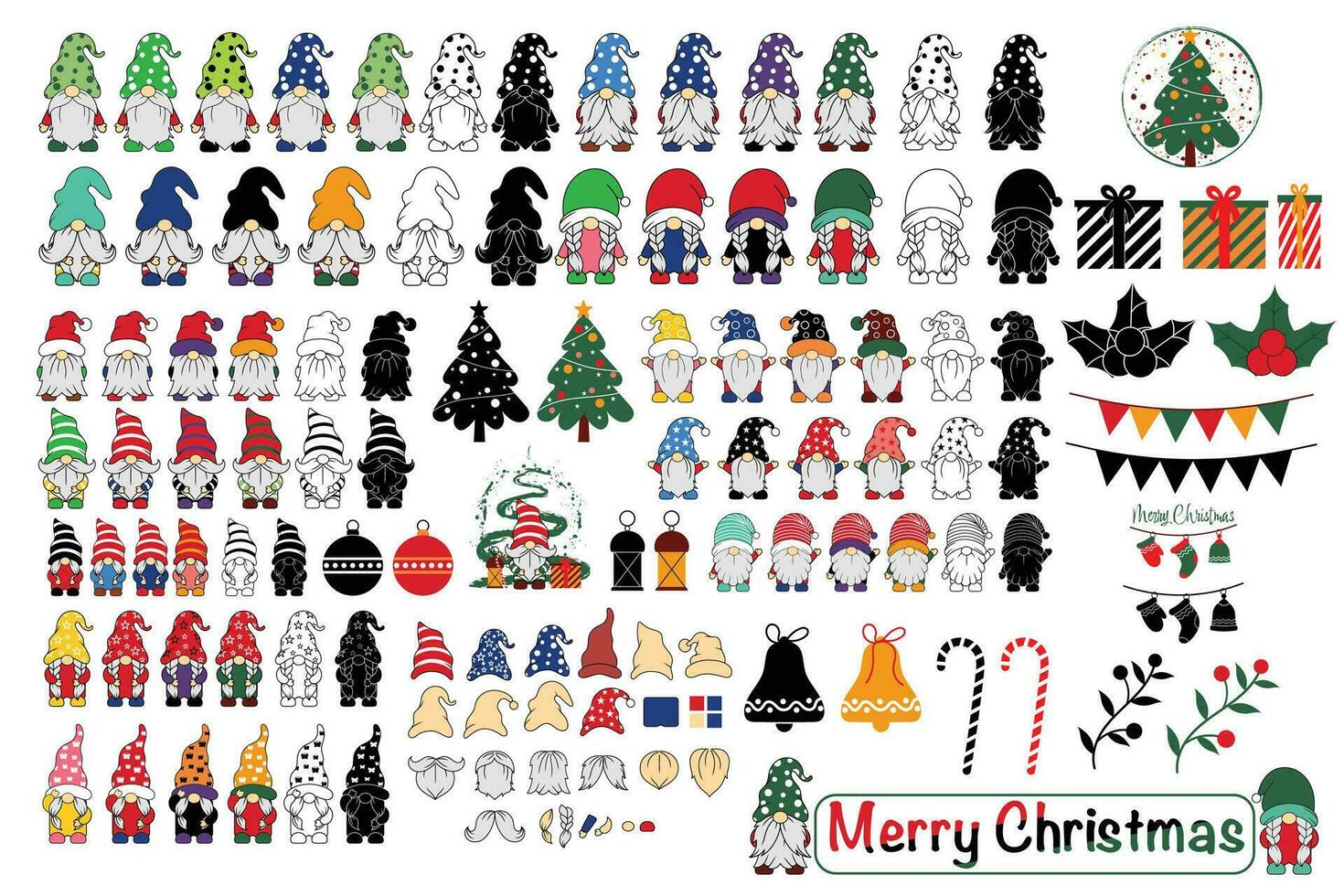 Christmas, Happy Christmas bundle, Santa Claus Winter, Holidays, Christmas Bundle Layered Item, Clipart, Cricut, Digital Vector Cut Files
