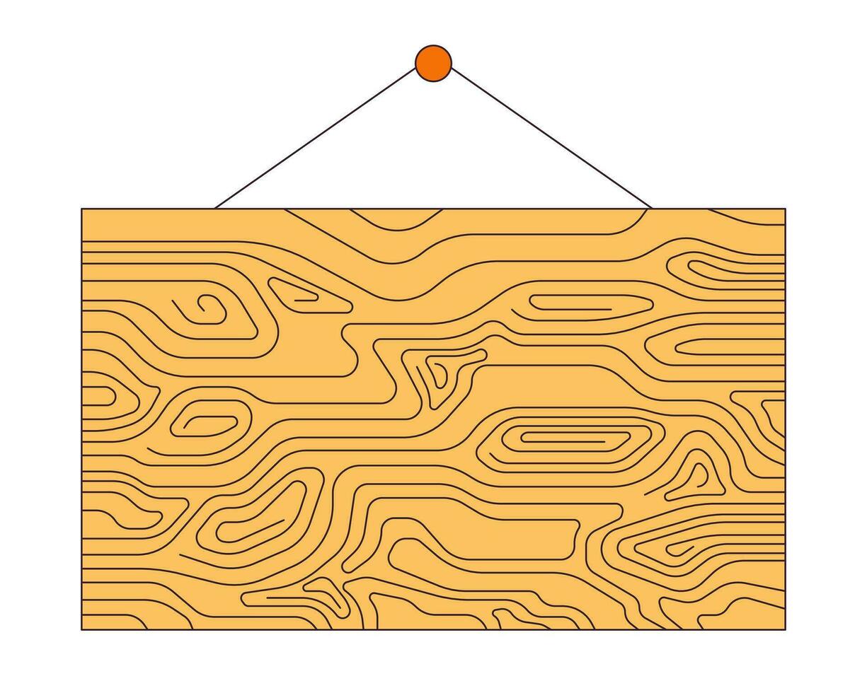 de madera letrero colgando 2d lineal dibujos animados objeto. colgando Clásico tablero blanco aislado línea vector elemento blanco antecedentes. oxidado Anticuado anuncio Tablón de anuncios color plano Mancha ilustración