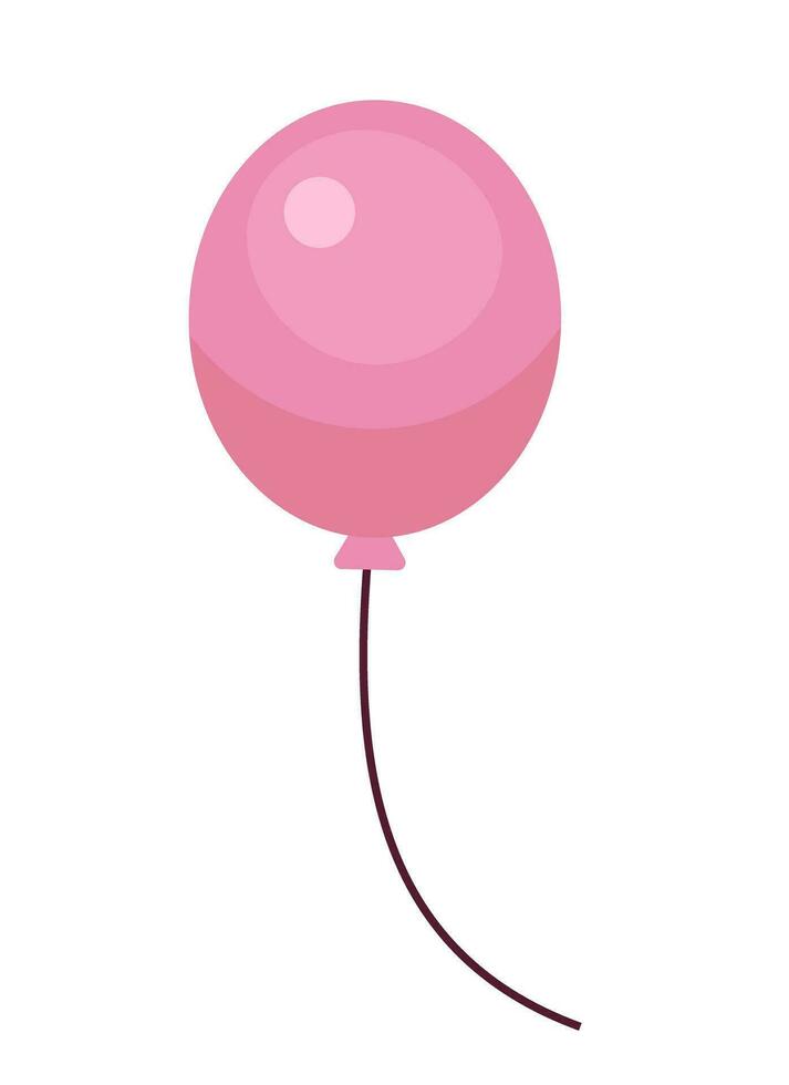 Pink balloon floating 2D cartoon object. Surprise party decoration isolated vector item white background. Entertainment. Festive baloon on string. Celebrate child birth color flat spot illustration