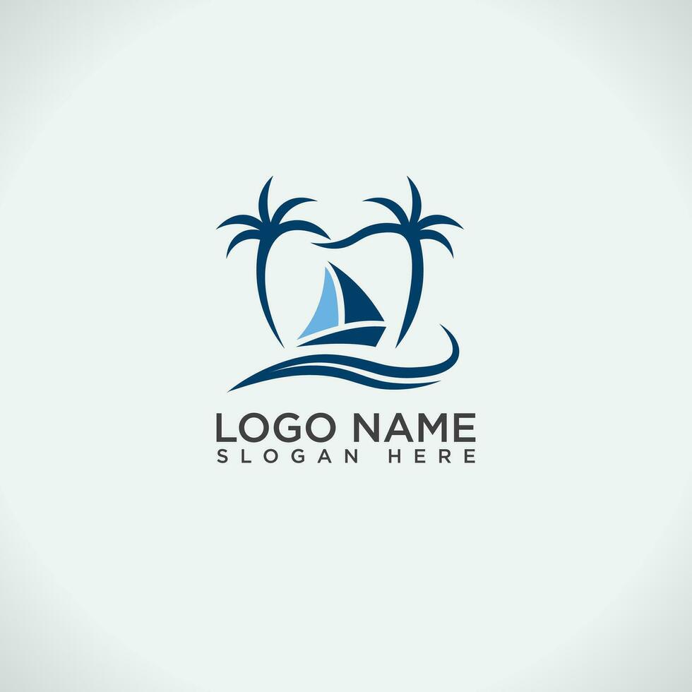dental boat logo design a combine boat and tooth vector