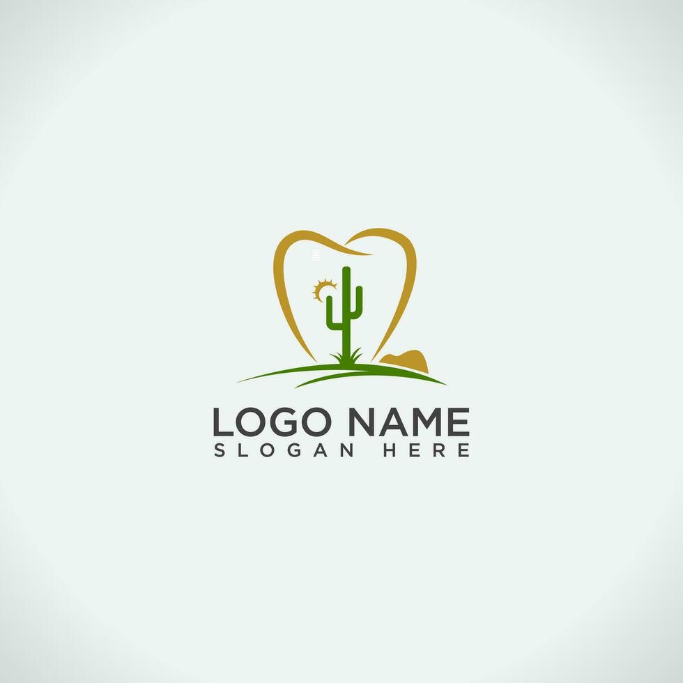unique cactus dental logo design vector