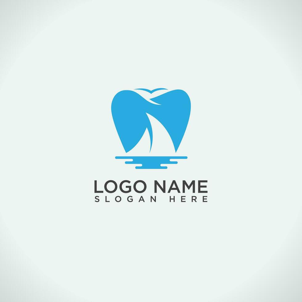 dental boat logo design a combine boat and tooth vector