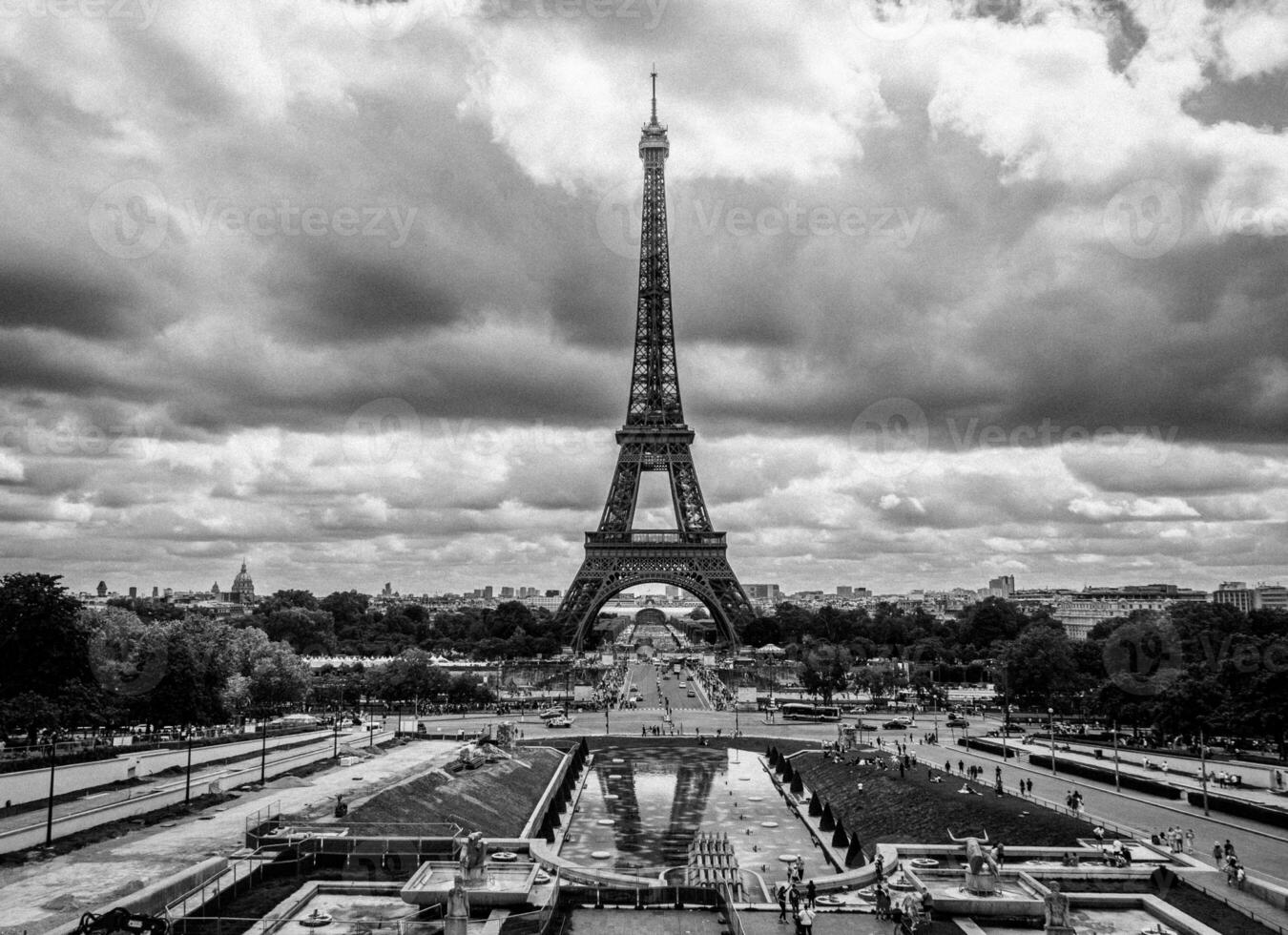 Eiffel Tower View from Trocadero, Paris, France - Monochrome Beauty photo