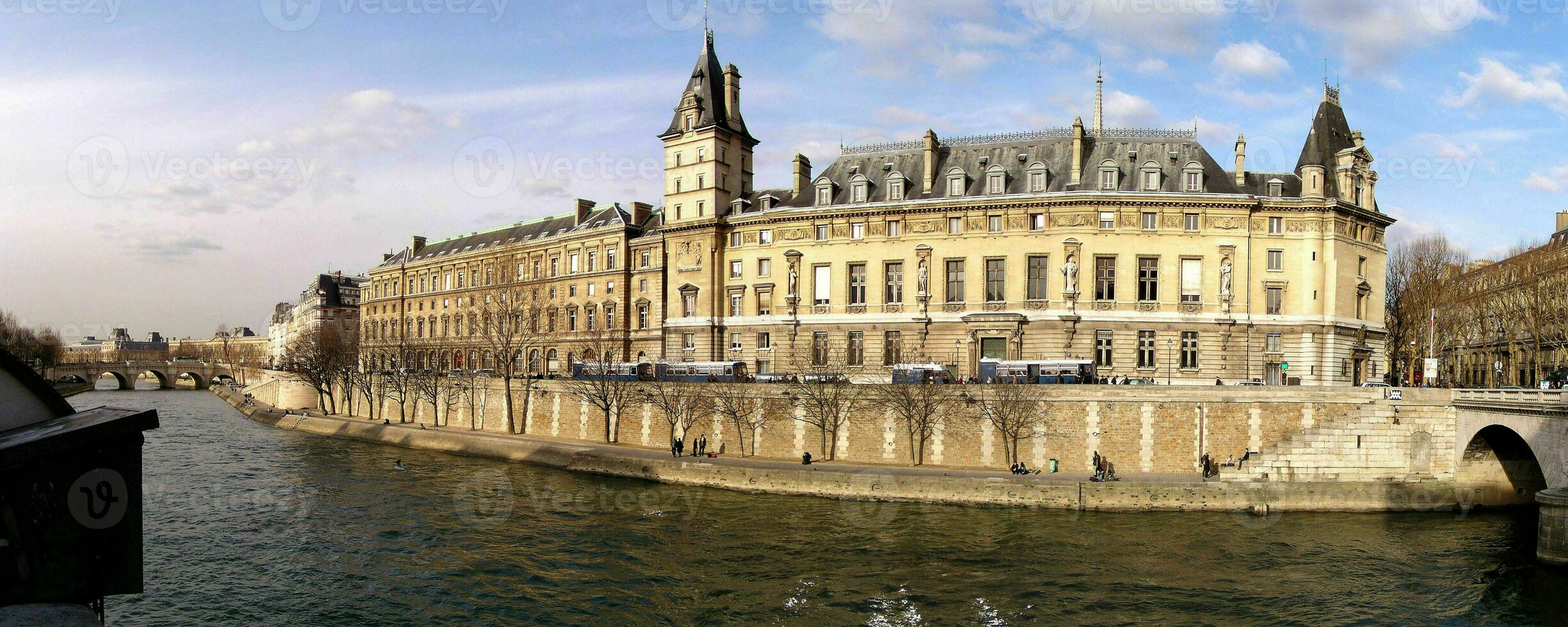 Panoramic View 36 Quai des Orfvres, Iconic Police Building on the Seine in Paris. photo