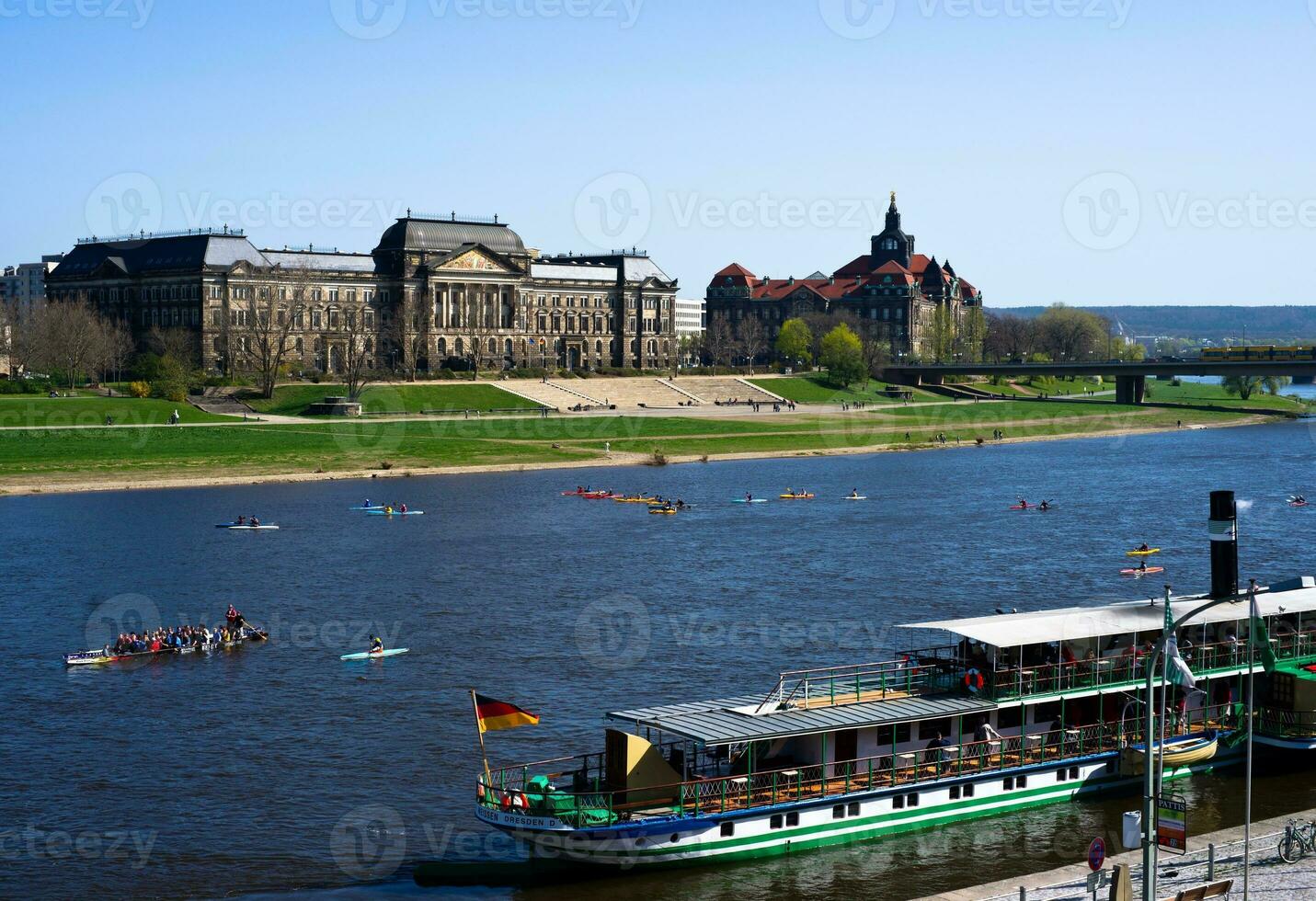 Sunny View of Dresden, Germany with the Elbe River 32431199